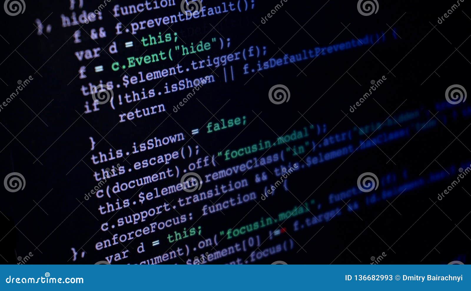 Programming Script Application Code Running Down a Computer Screen ...