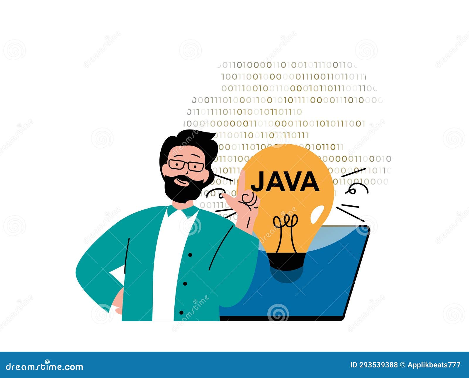 Programming Software Concept with Character Situation. Man Working with ...