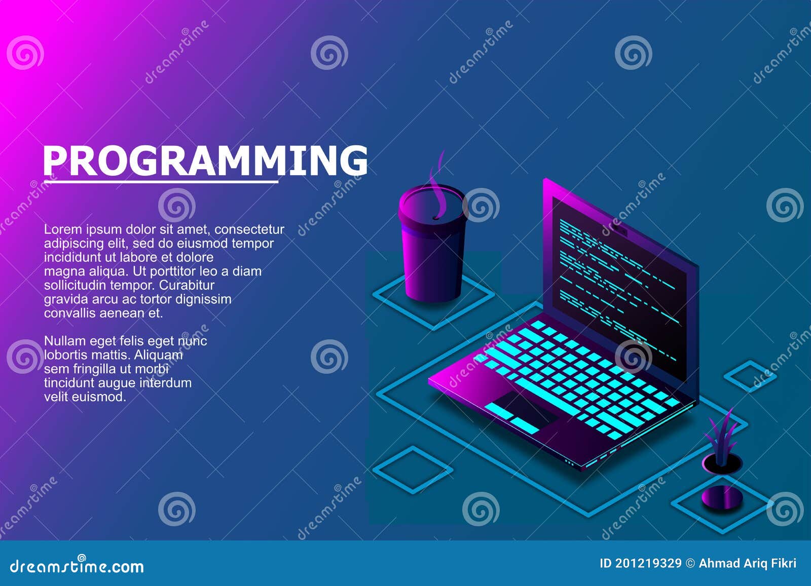 Programming or Software Development Web Page Template. Vector ...