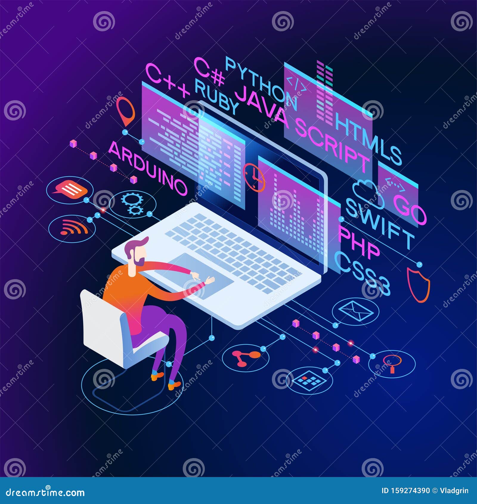 Programming Web Banner Stock Vector Illustration Of Graphic