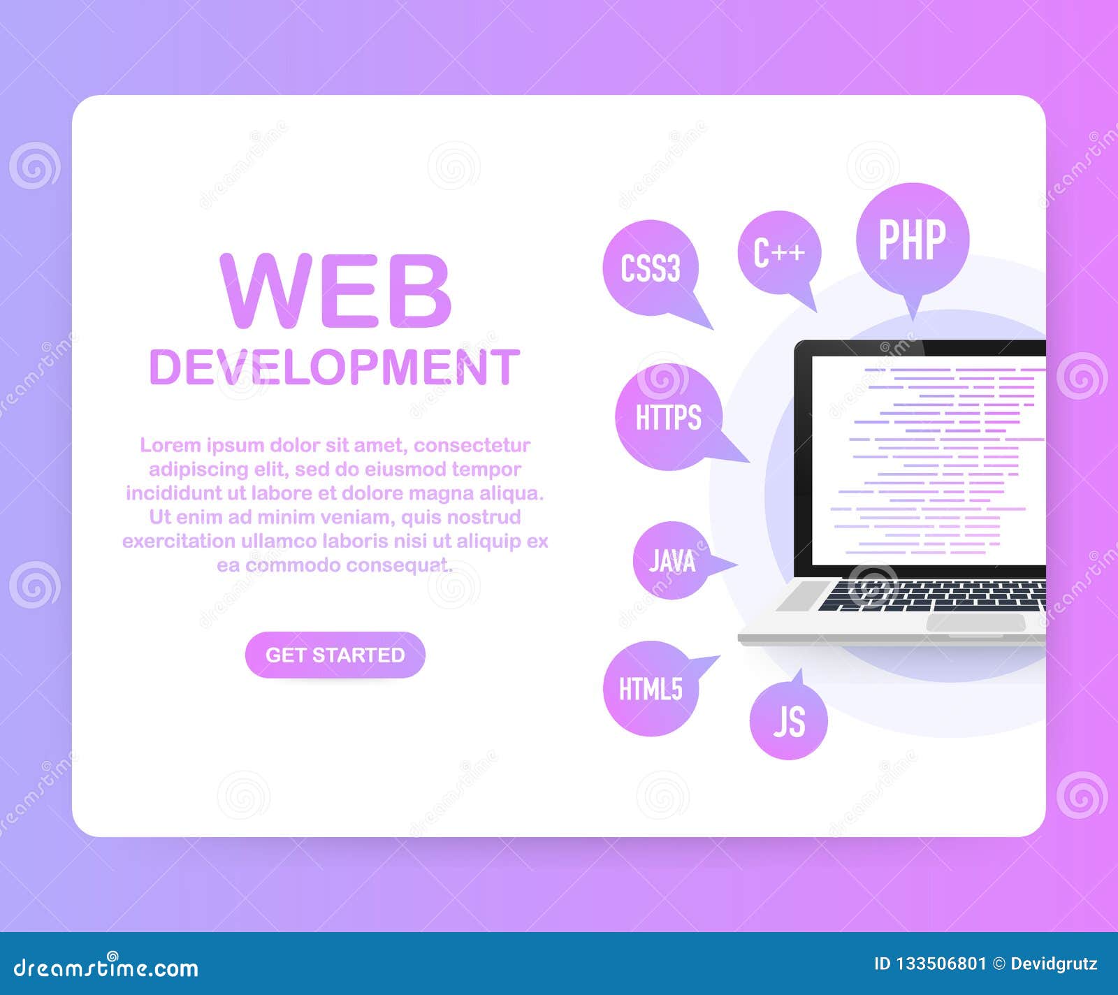 Programming, Web Development Concept. Code on the Screen Laptop. Vector ...