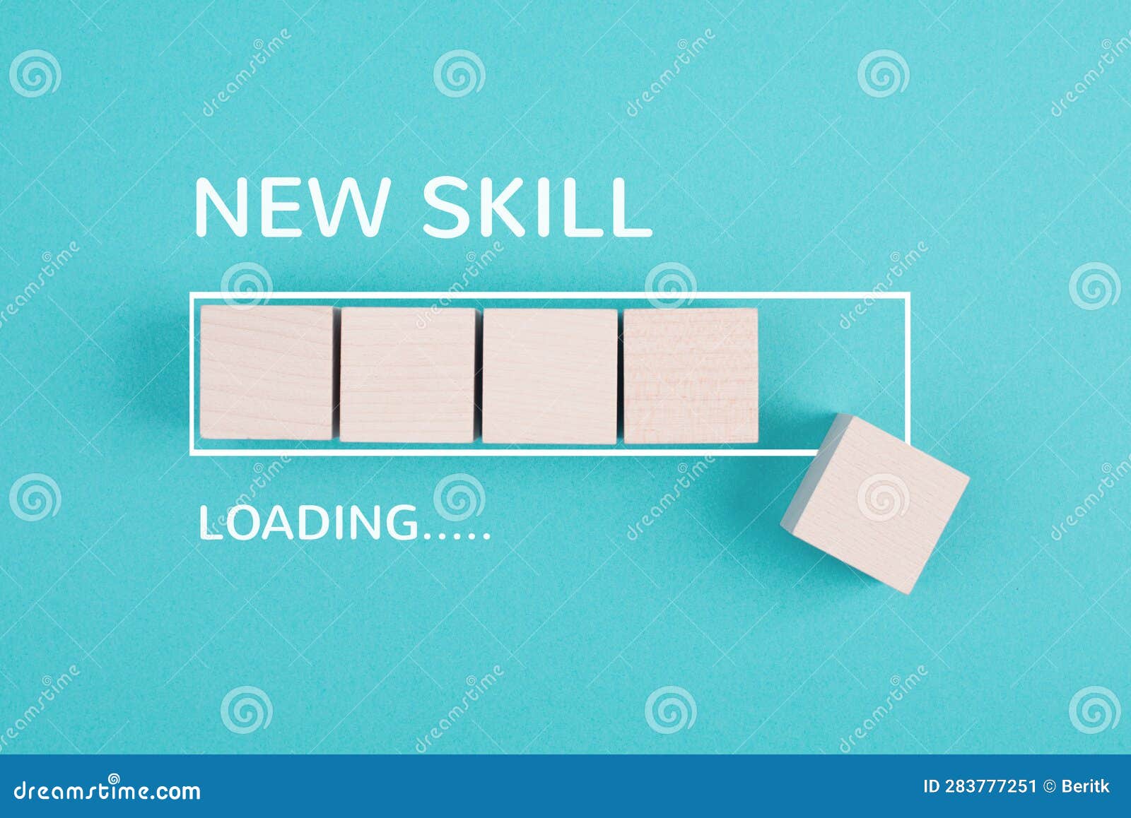 Progress bar with the words new skill loading, education concept, having a goal, online learning, knowledge is power strategy