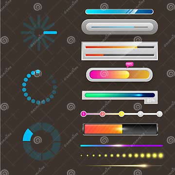 Progress Loading Vector Bar Indicators Download Progress Ui-ux Web ...