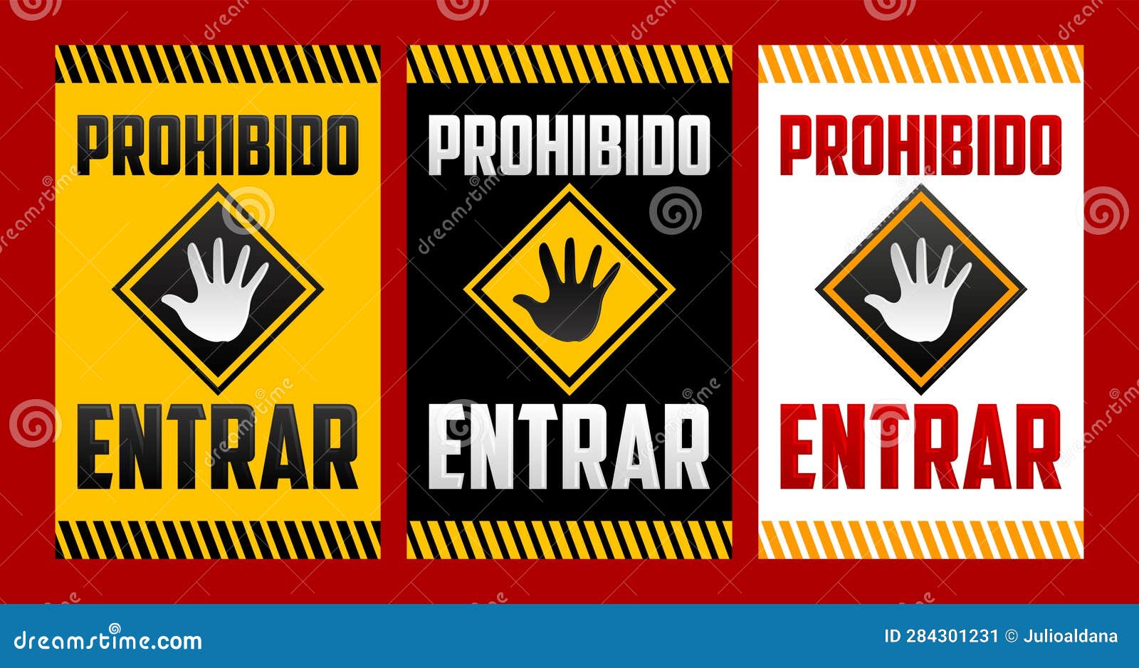 prohibido entrar, entrance prohibited, do not enter spanish text warning sign set