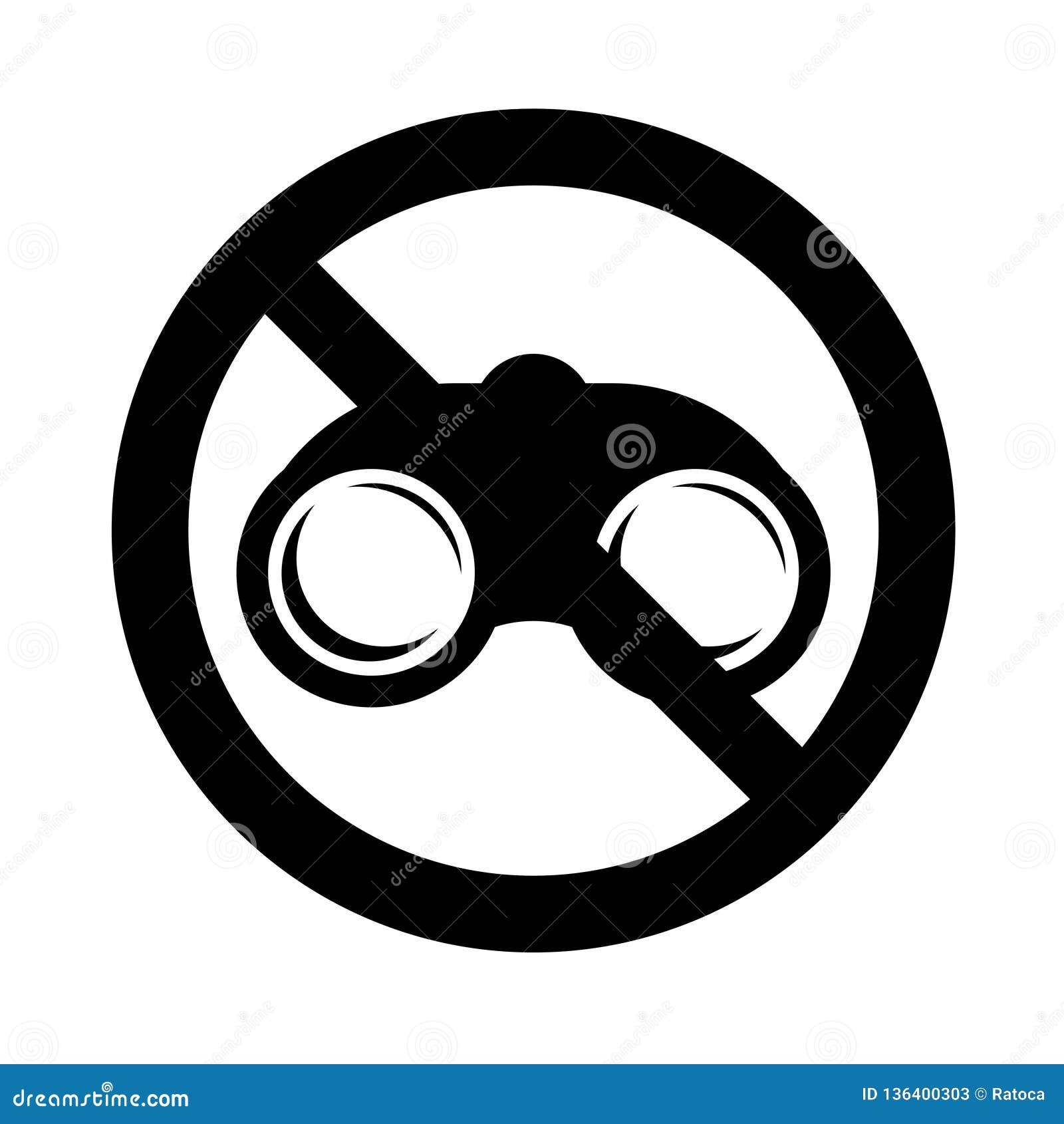 Prohibites Binocular Zone Sign Stock Vector Illustration of equipment