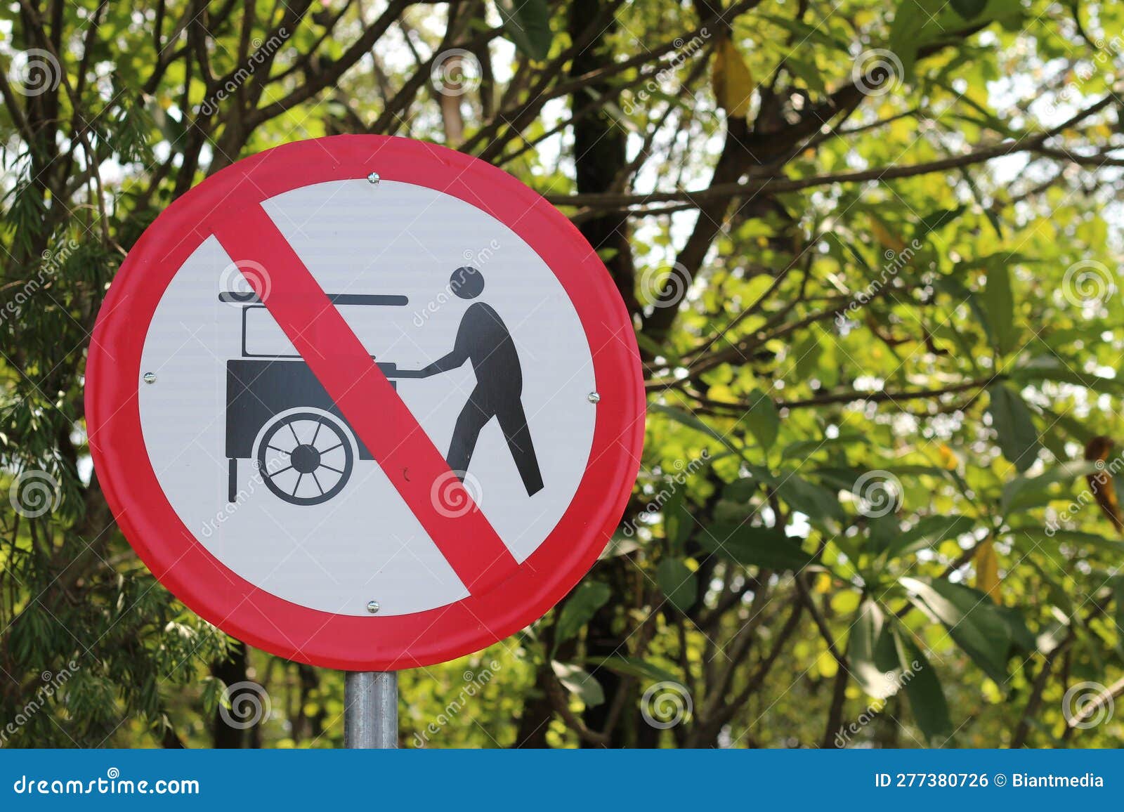 Prohibition Sign for Selling on Left Side of Frame View Stock Photo