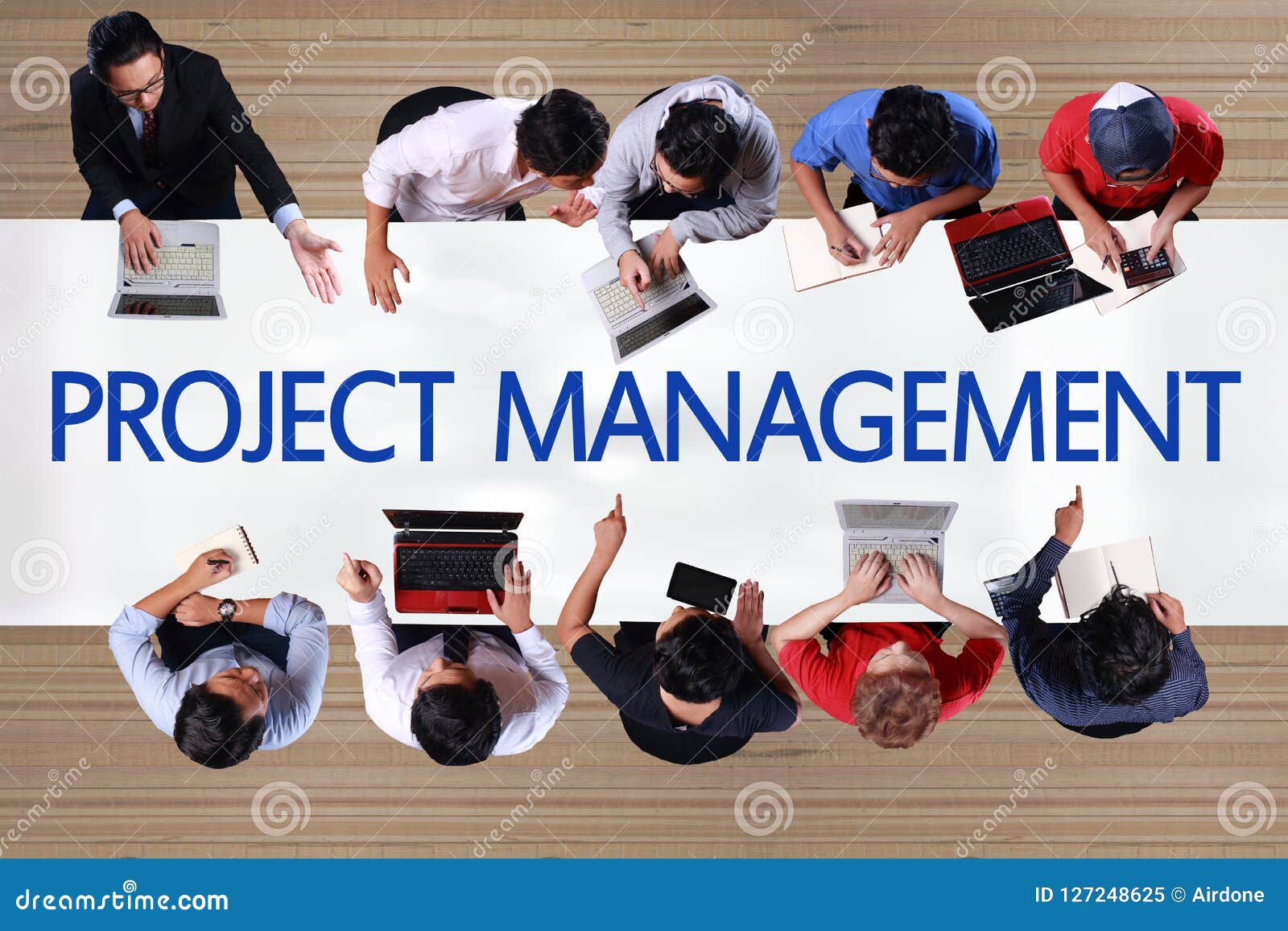 Project Management in Business Concept. Top View Businessmen Meeting ...