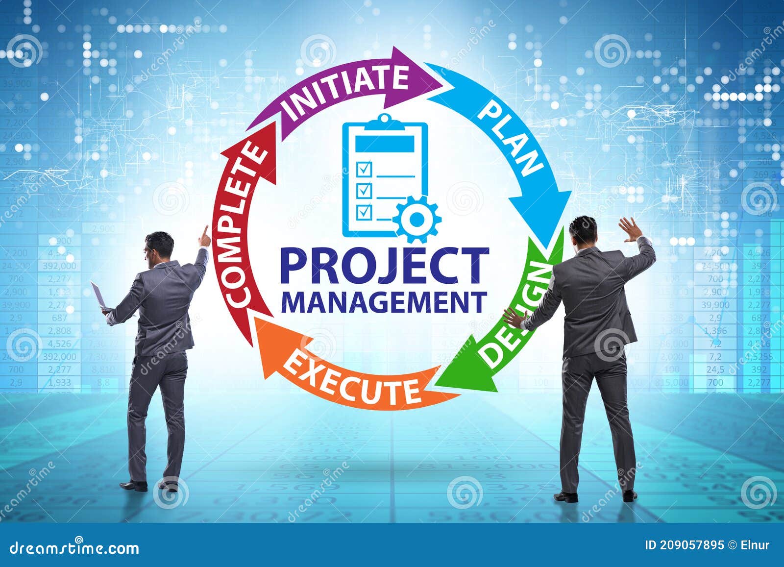 Project Management Concept in Stages with Businessman Stock Image ...