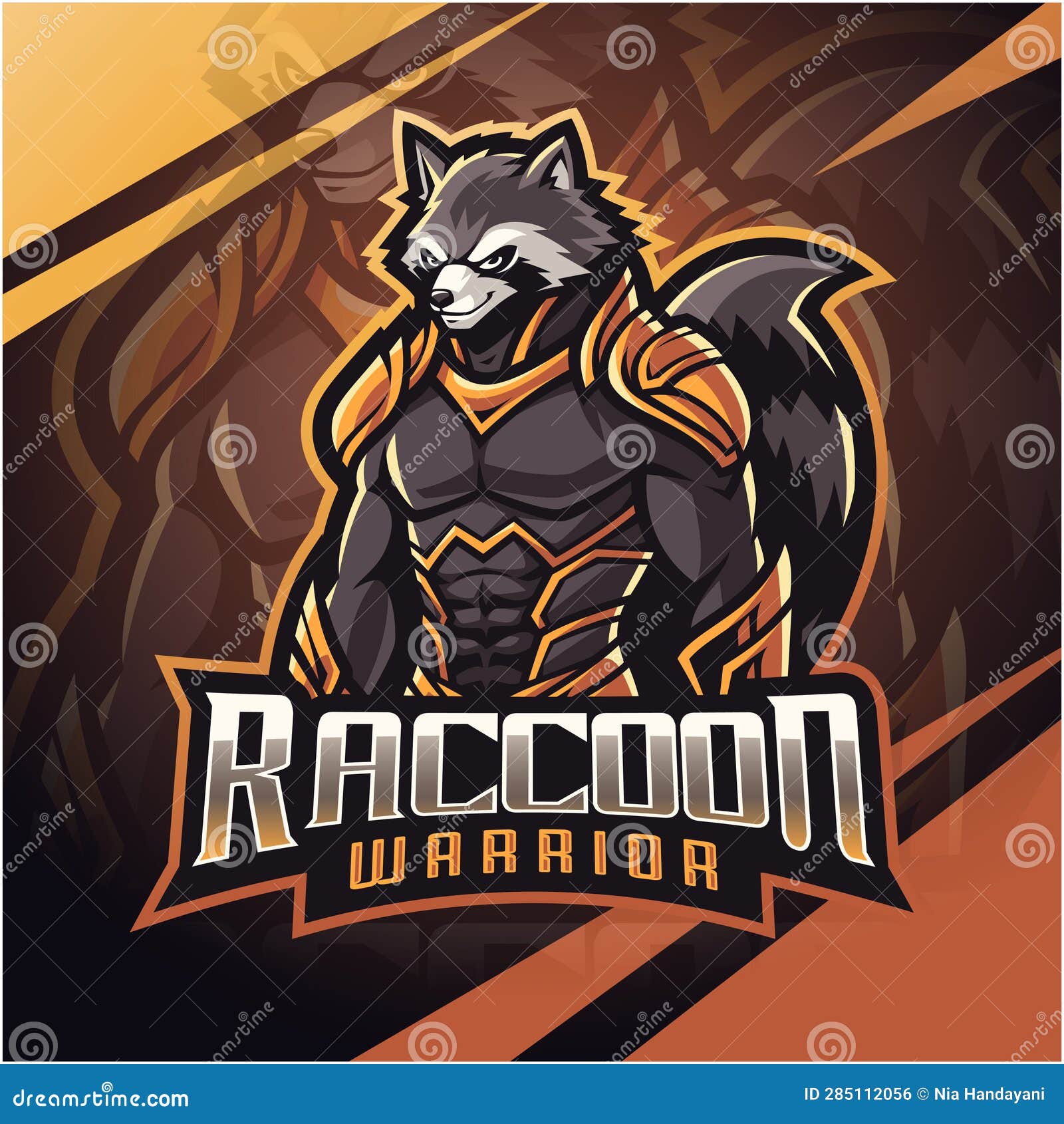 raccon warrior esport mascot logo 