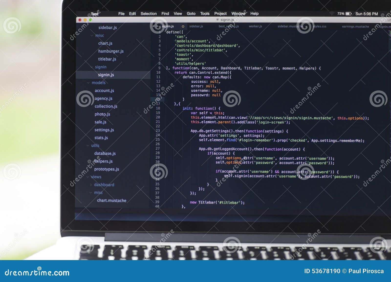 Projet De Logiciel Utilisant Le Javascript Photo stock  Image du