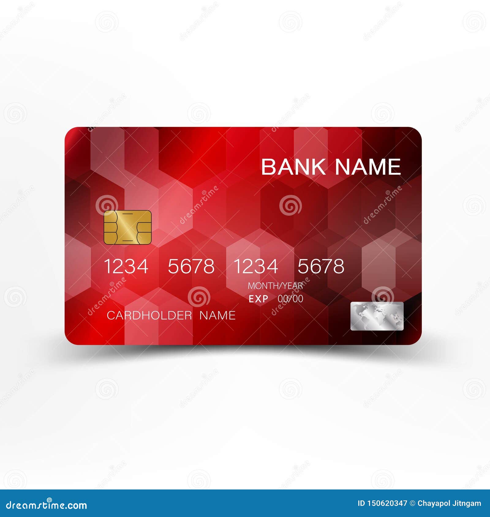 Realistic Detailed Red Credit Card Design. Ilustração do