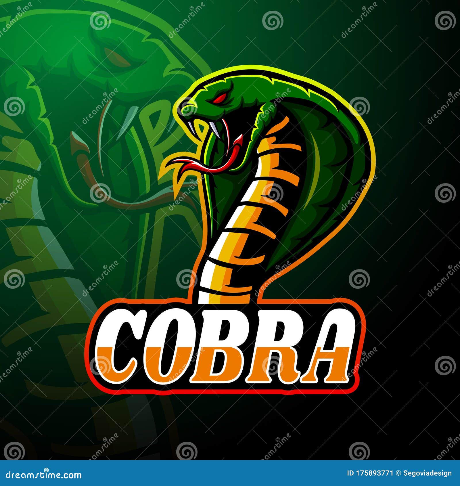 Emblema do design do logotipo do esporte eletrônico king cobra