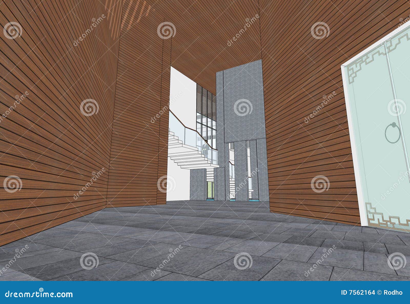 Projeto interior moderno (salão da rendição do edifício 3d)