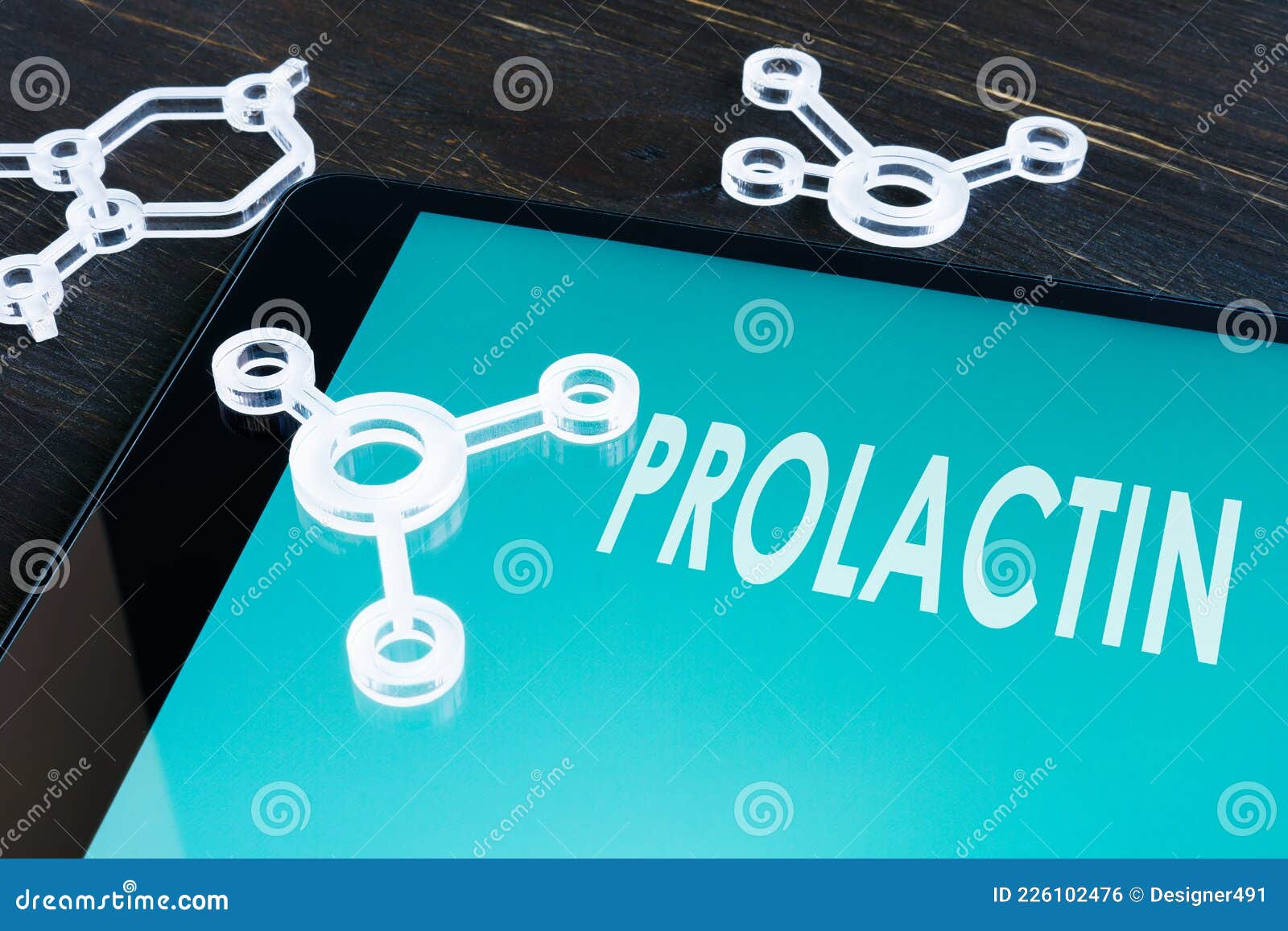 prolactin hormone prl on the screen and moleculas.