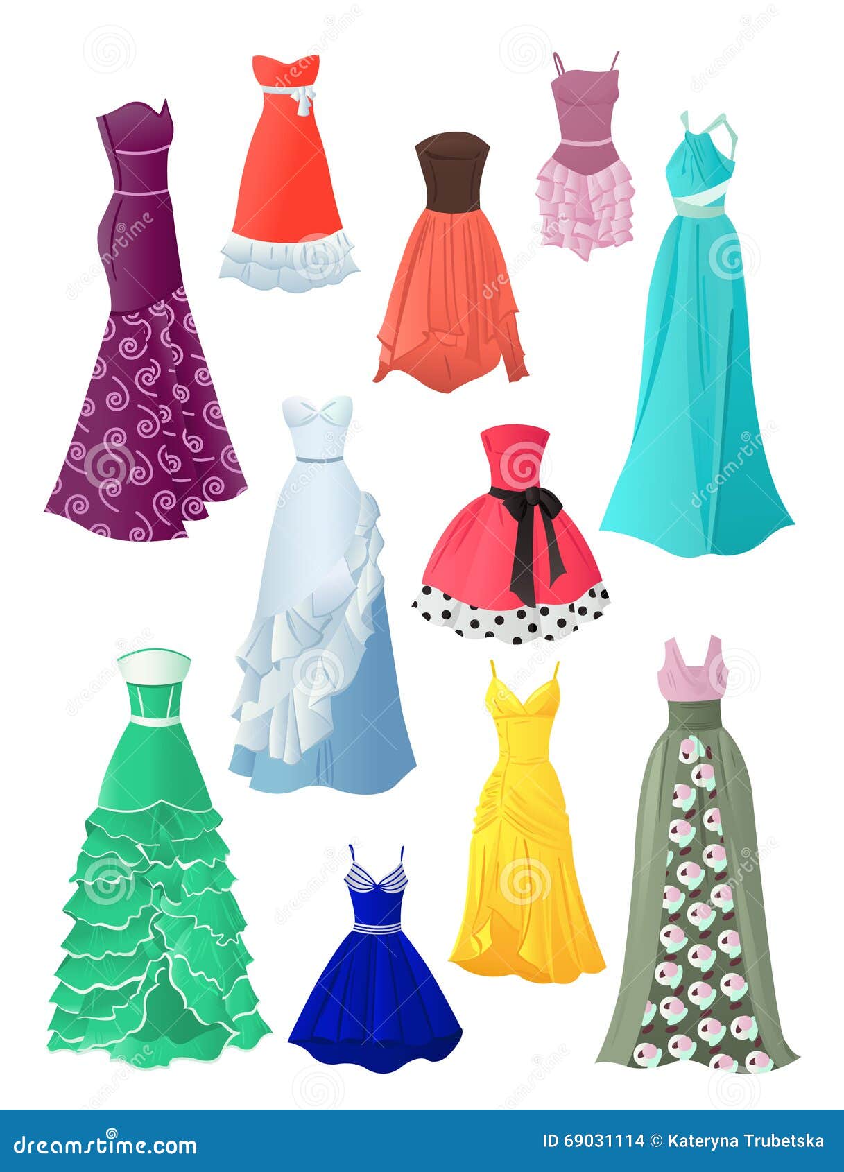 Prom dresses stock vector. Illustration of beauty, female - 69031114