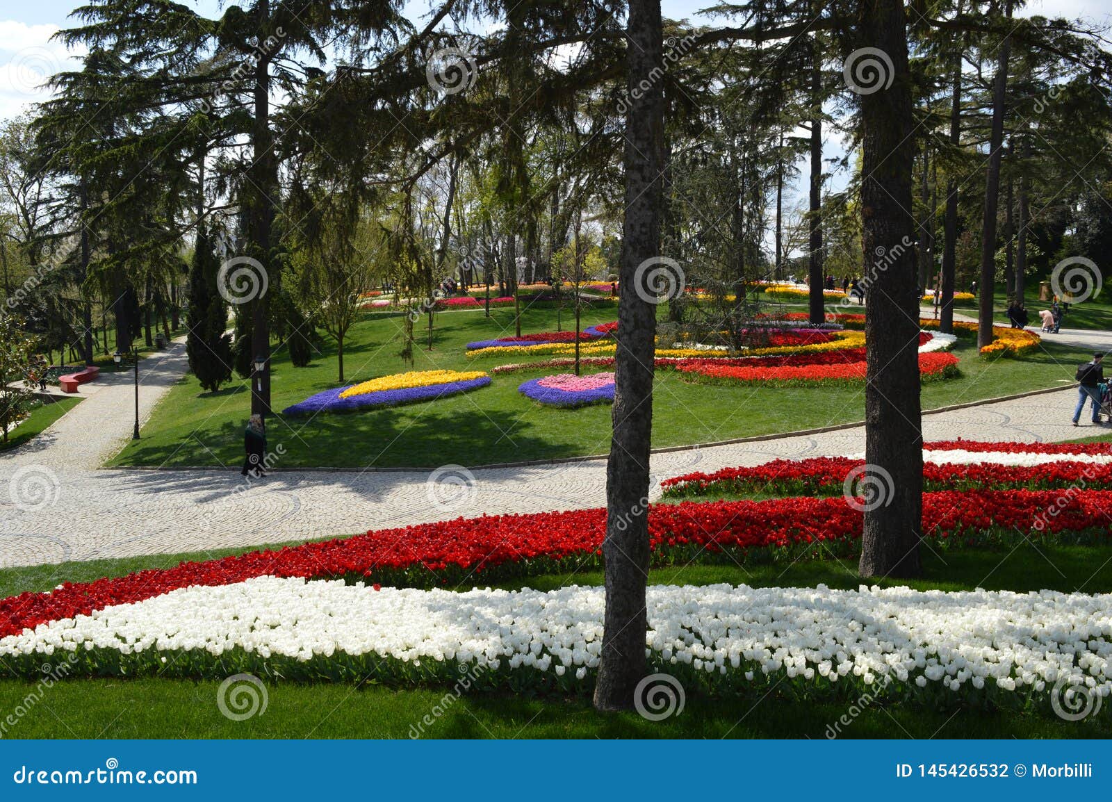 Promenade on Emirgan Tulips Park in Istanbul Stock Photo - Image of ...