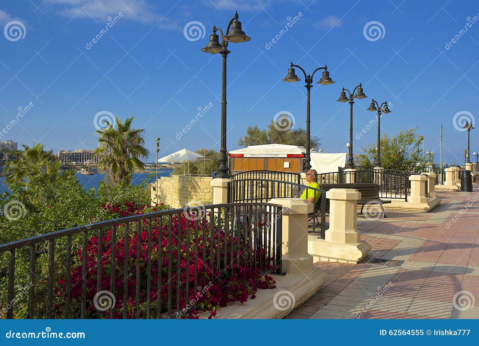 Promenade and Park in Sliema , Malta Editorial Image Image of