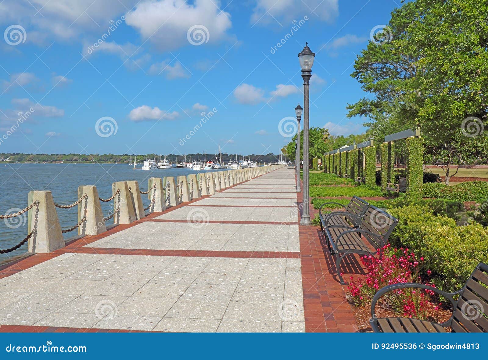 promenade on the waterfront of beaufort, south carolina