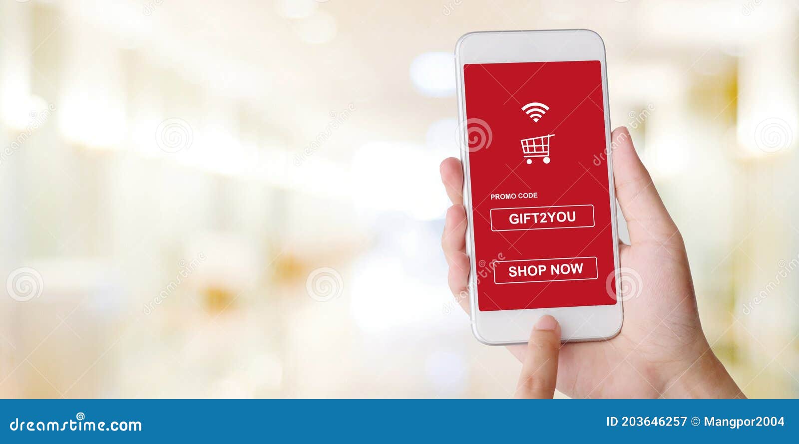 Promo Code on Mobile Phone Screen for Shopping Online Discount, Hand  Holding Smartphone To Get Sale Voucher Over Blur Store Stock Image - Image  of marketing, offer: 203646257