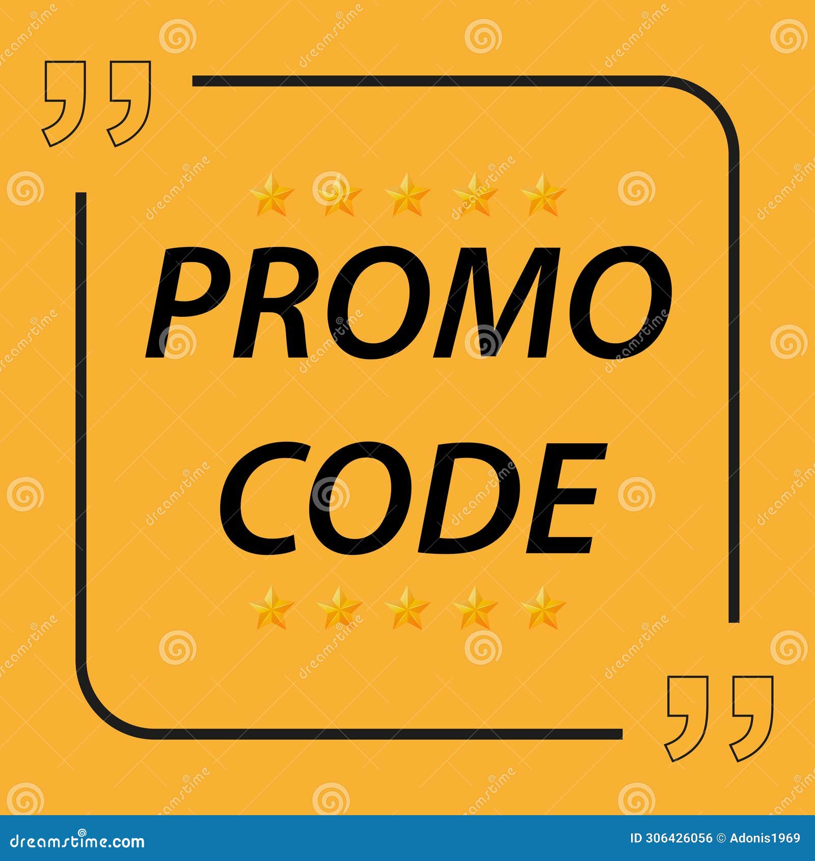 Promo code tag on yellow stock illustration. Illustration of 