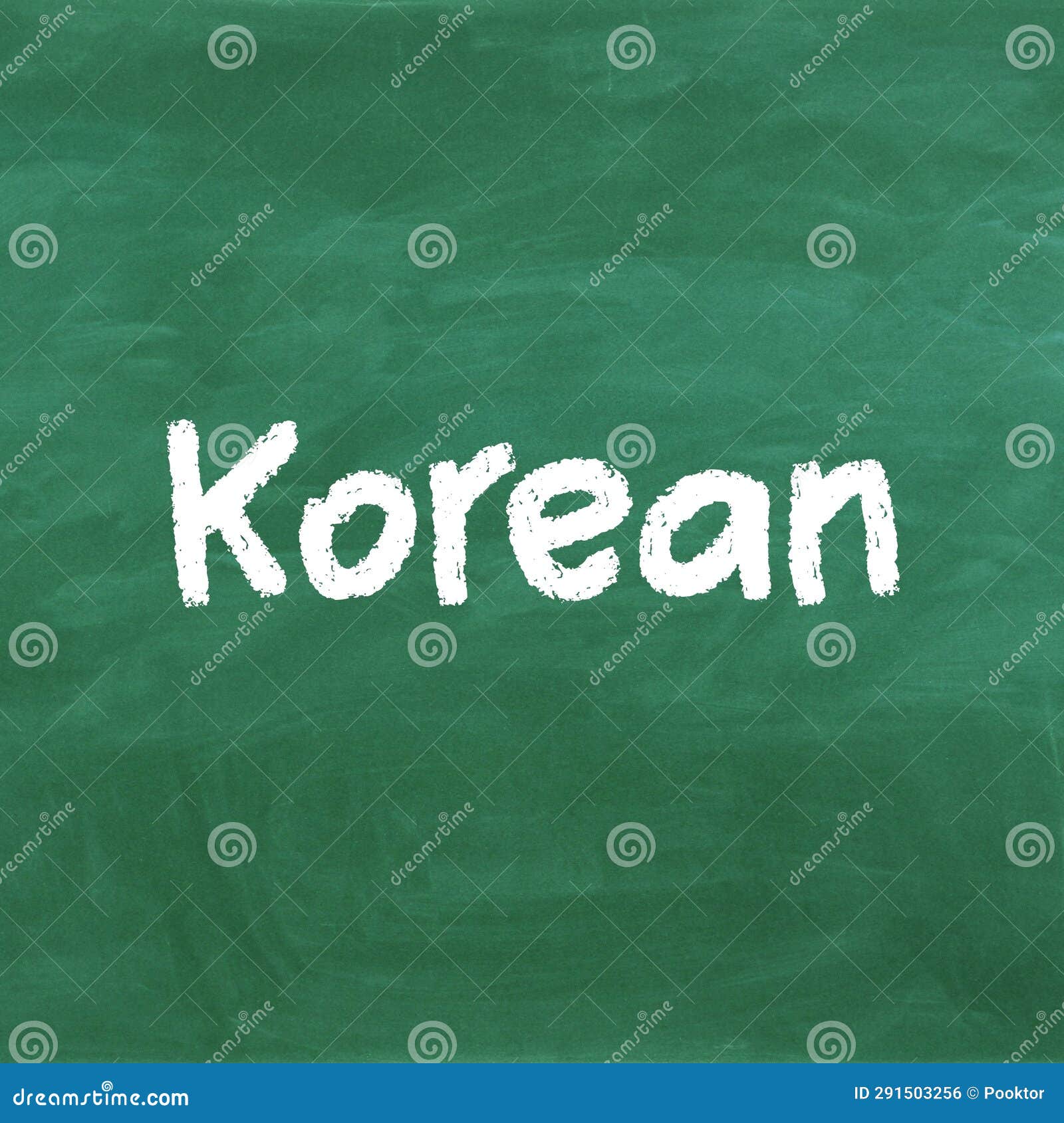 Korean Chalk Handwritten on Green Chalkboard Language Learning Stock