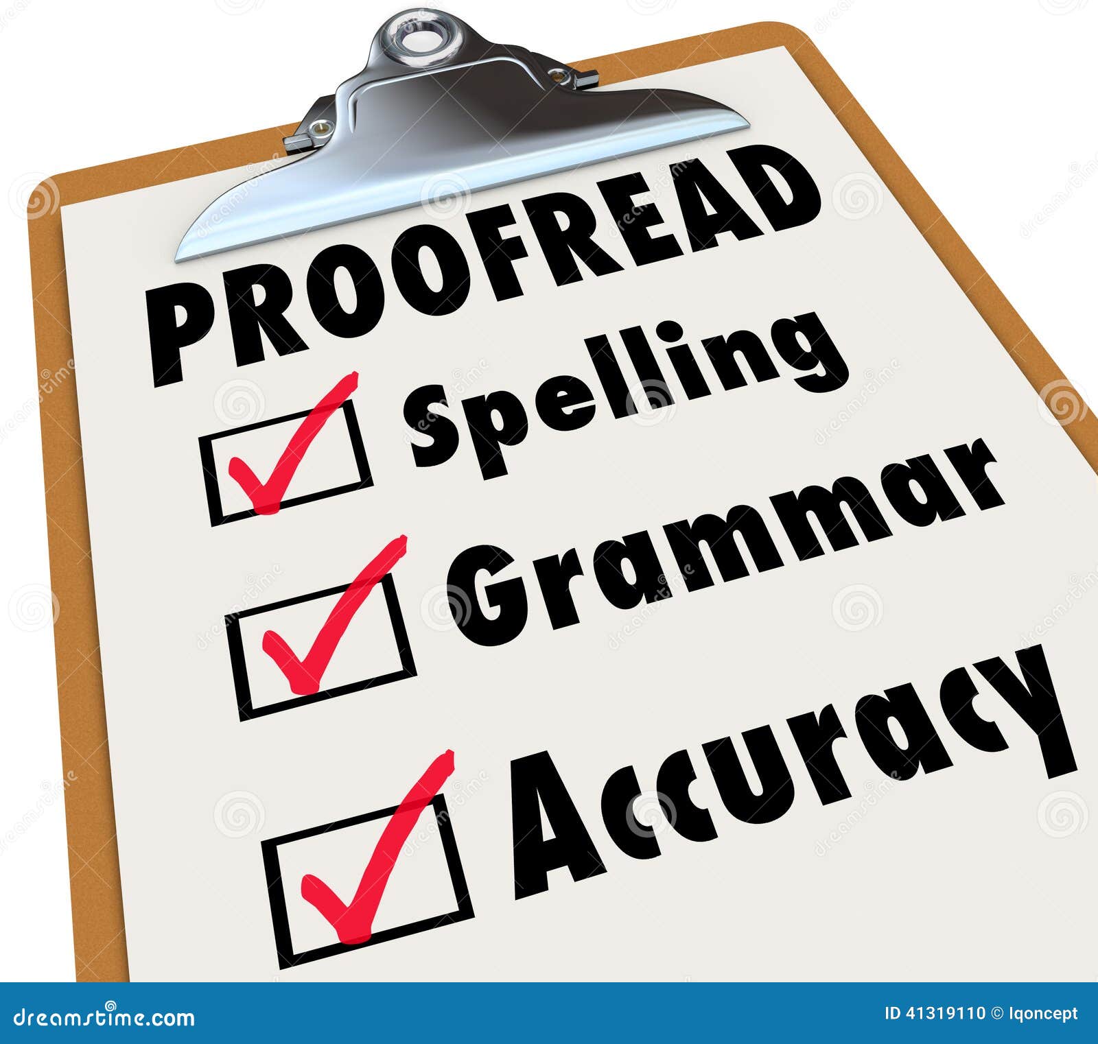 proofread clipboard checklist spelling grammar accuracy