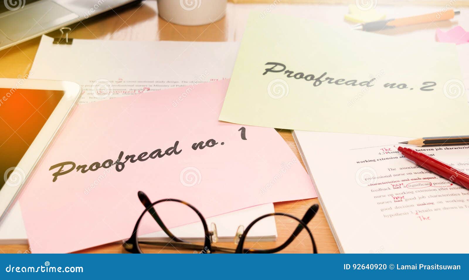  Proofreading  Paper  On Table Stock Photo Image of 