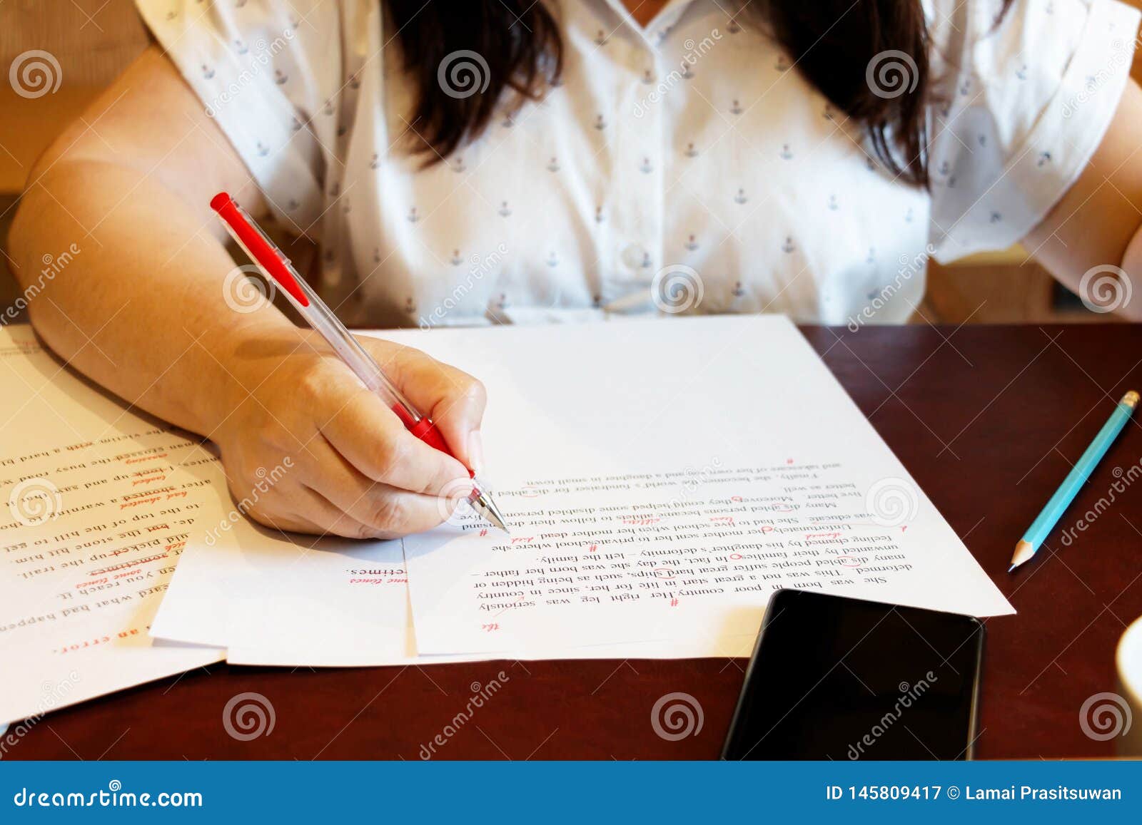  Proofreading  Paper  On Table Stock Image Image of 