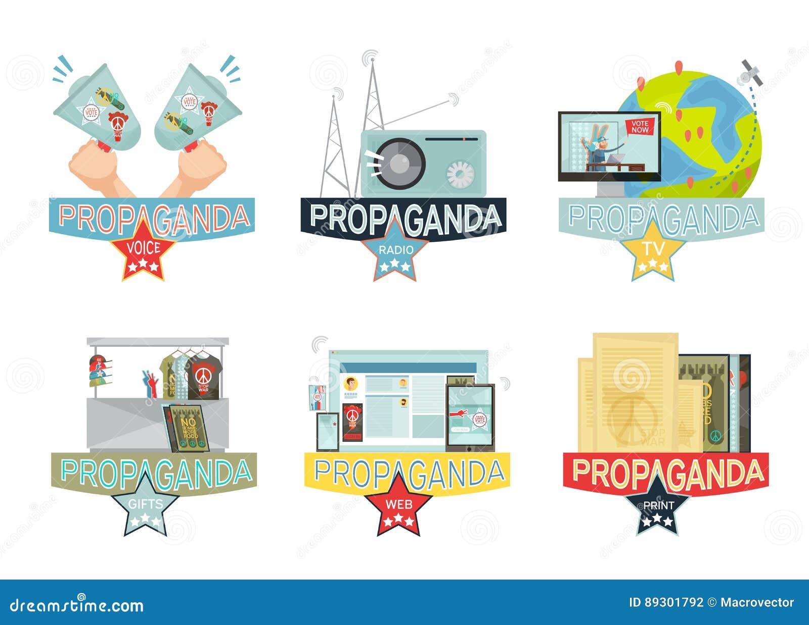 Propaganda Icons Set stock vector. Illustration of article - 89301792