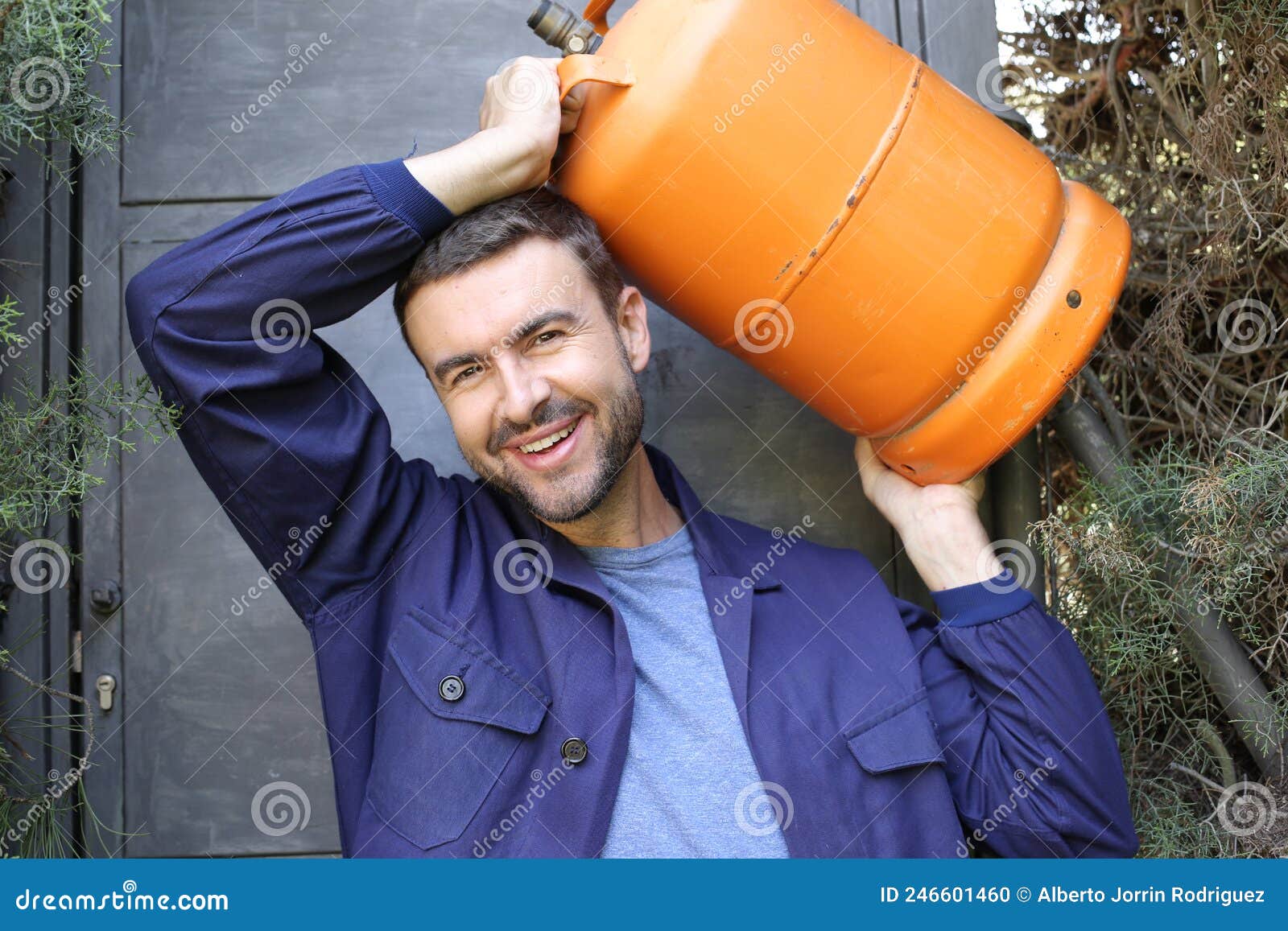 propane tank delivery man with attractive look