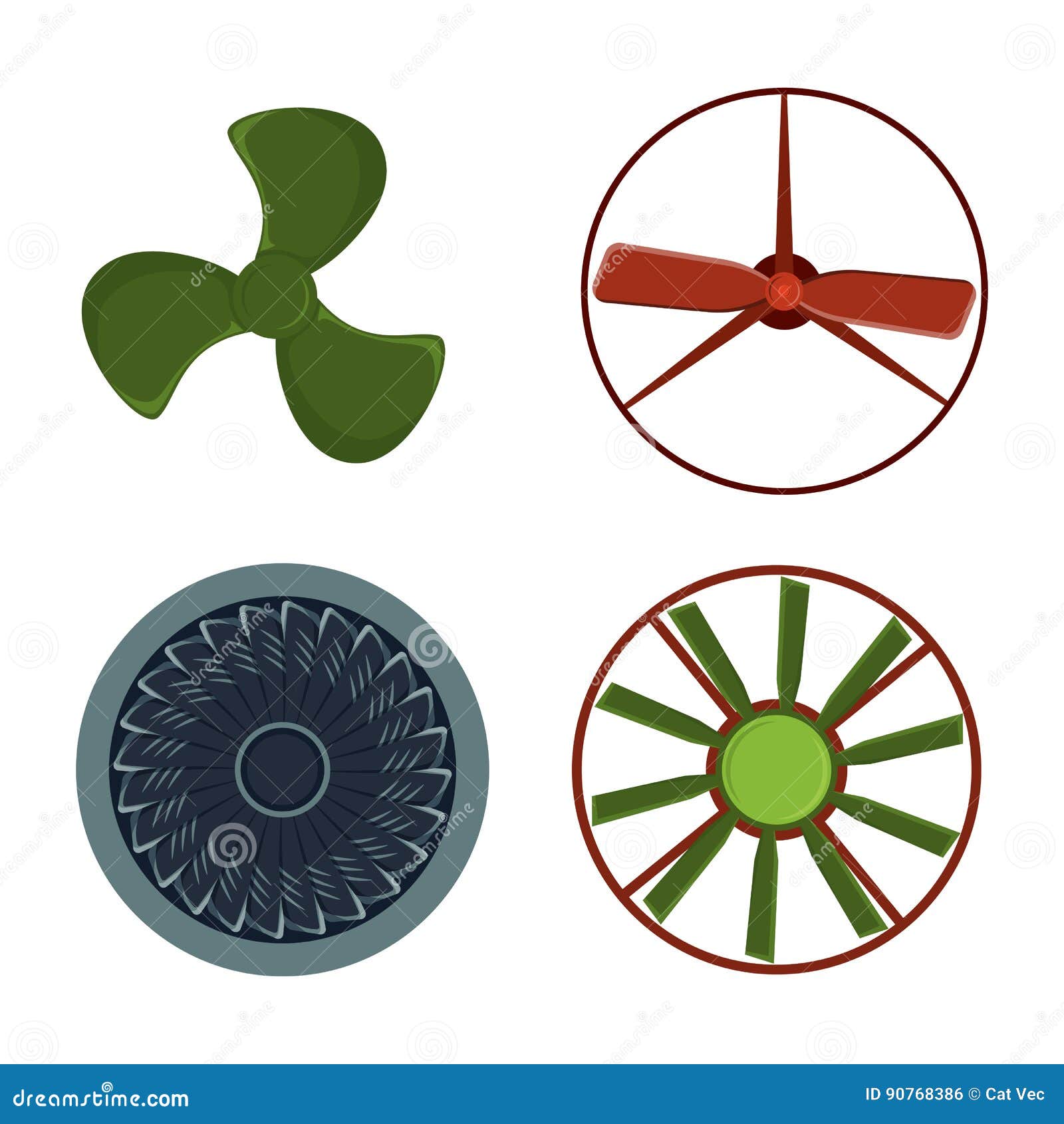 Propeller Fan Vector Wind Ventilator Equipment Air Blower Cooler