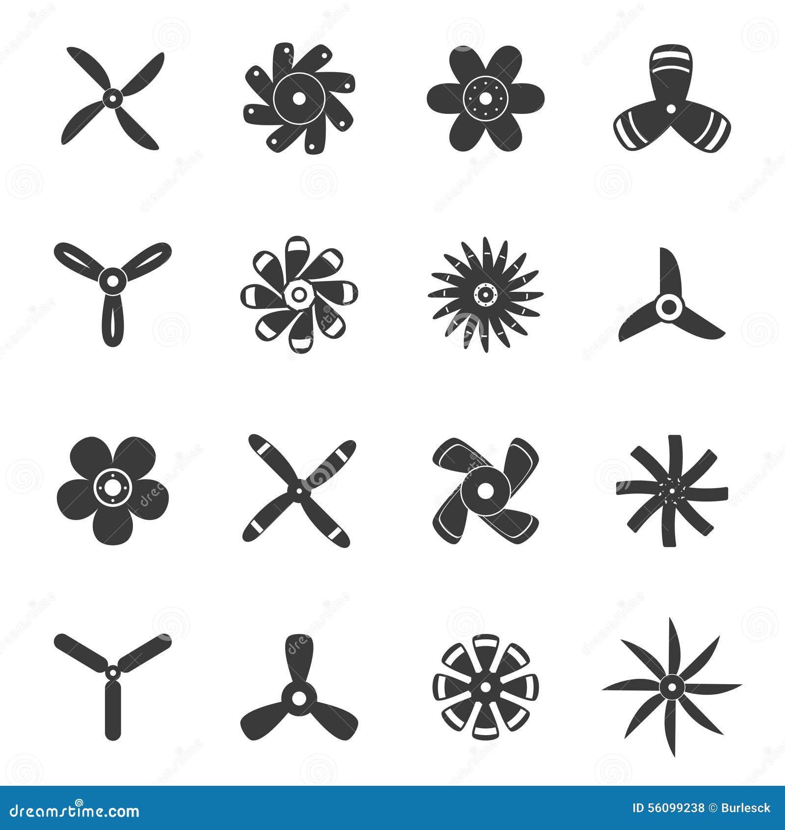 propellers or funs icons set