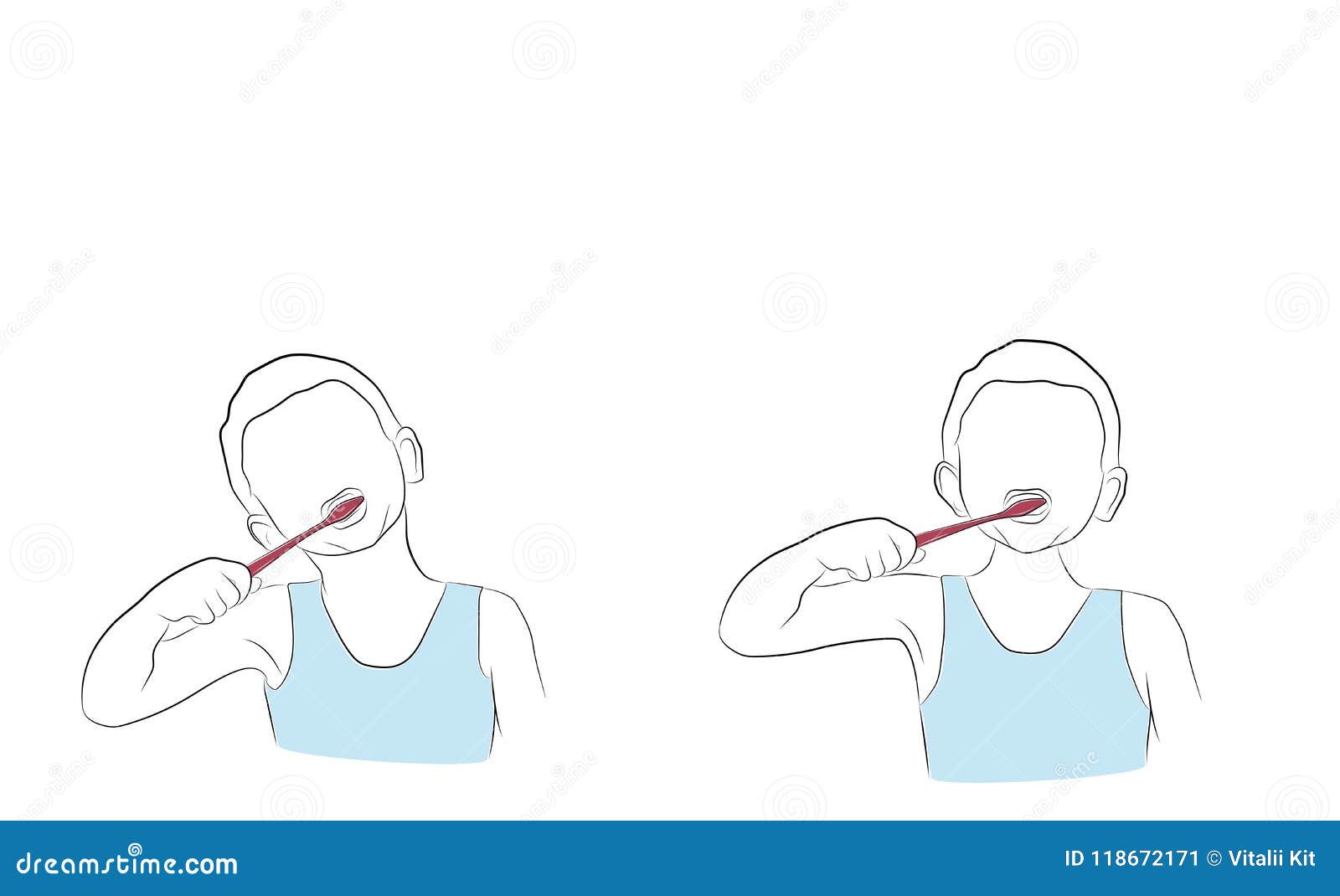 Proper Brushing of Teeth. Medical Vector Illustration