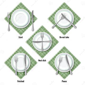 Proper Table Etiquette Instructions How To Place Cutlery Stock Vector ...