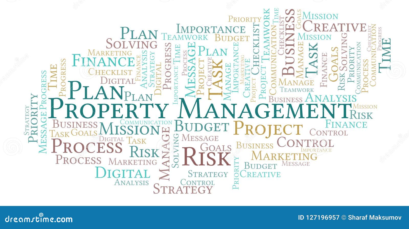 Property Management Word Cloud, Made with Text only. Stock Illustration
