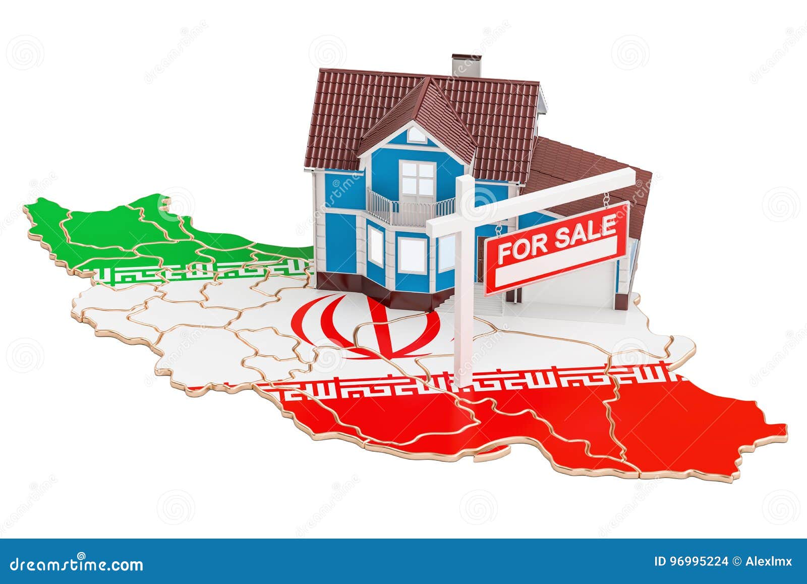 Property for Sale and Rent in Iran Concept, 3D Rendering Stock