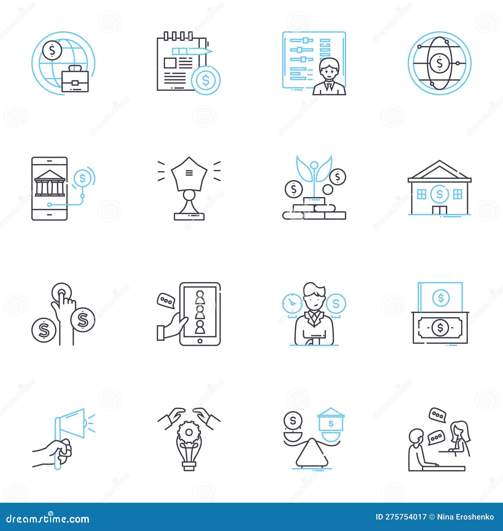 Property Tax Linear Icons Set. Assessment, Appraisal, Deduction, Exemption, Millage, Levy