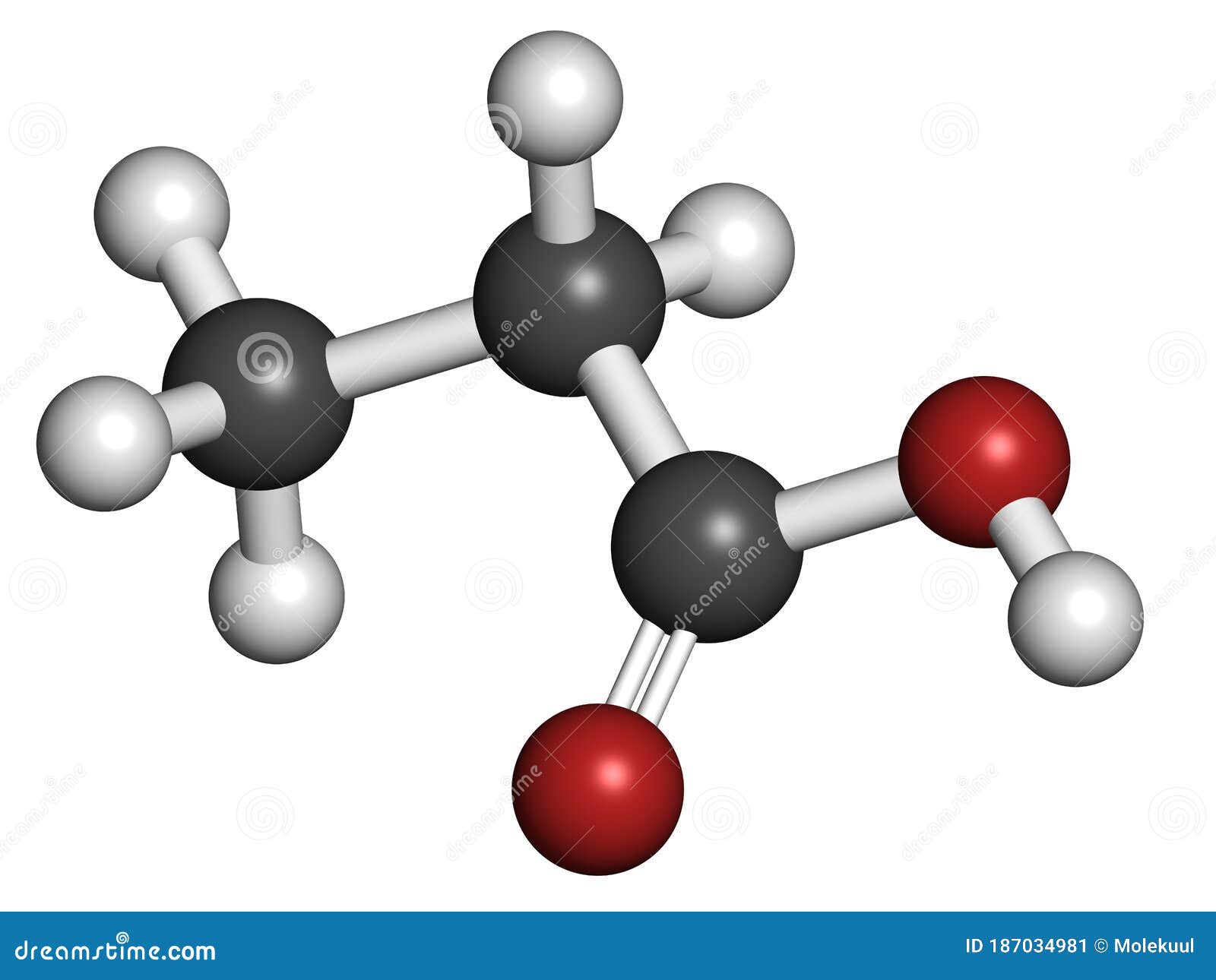 propionic acid (propanoic acid) molecule. used as preservative in food