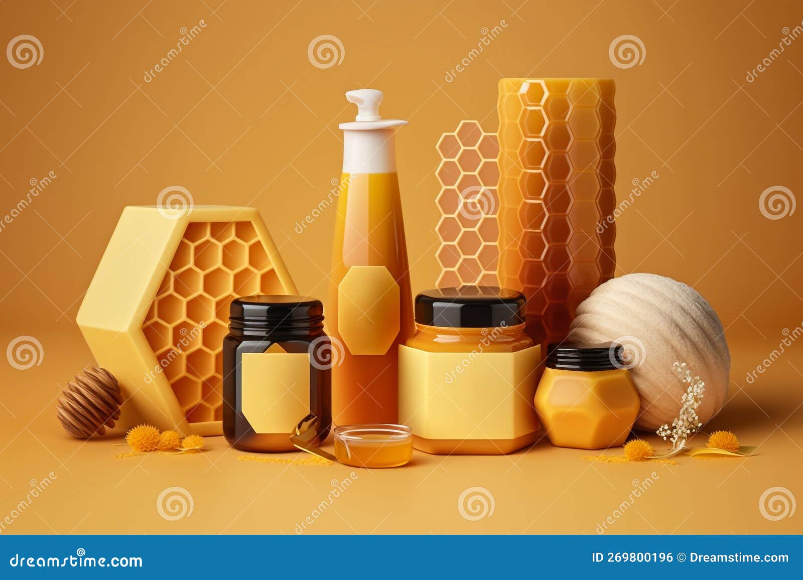 propolis cosmetics product, bottles with bee extract based on