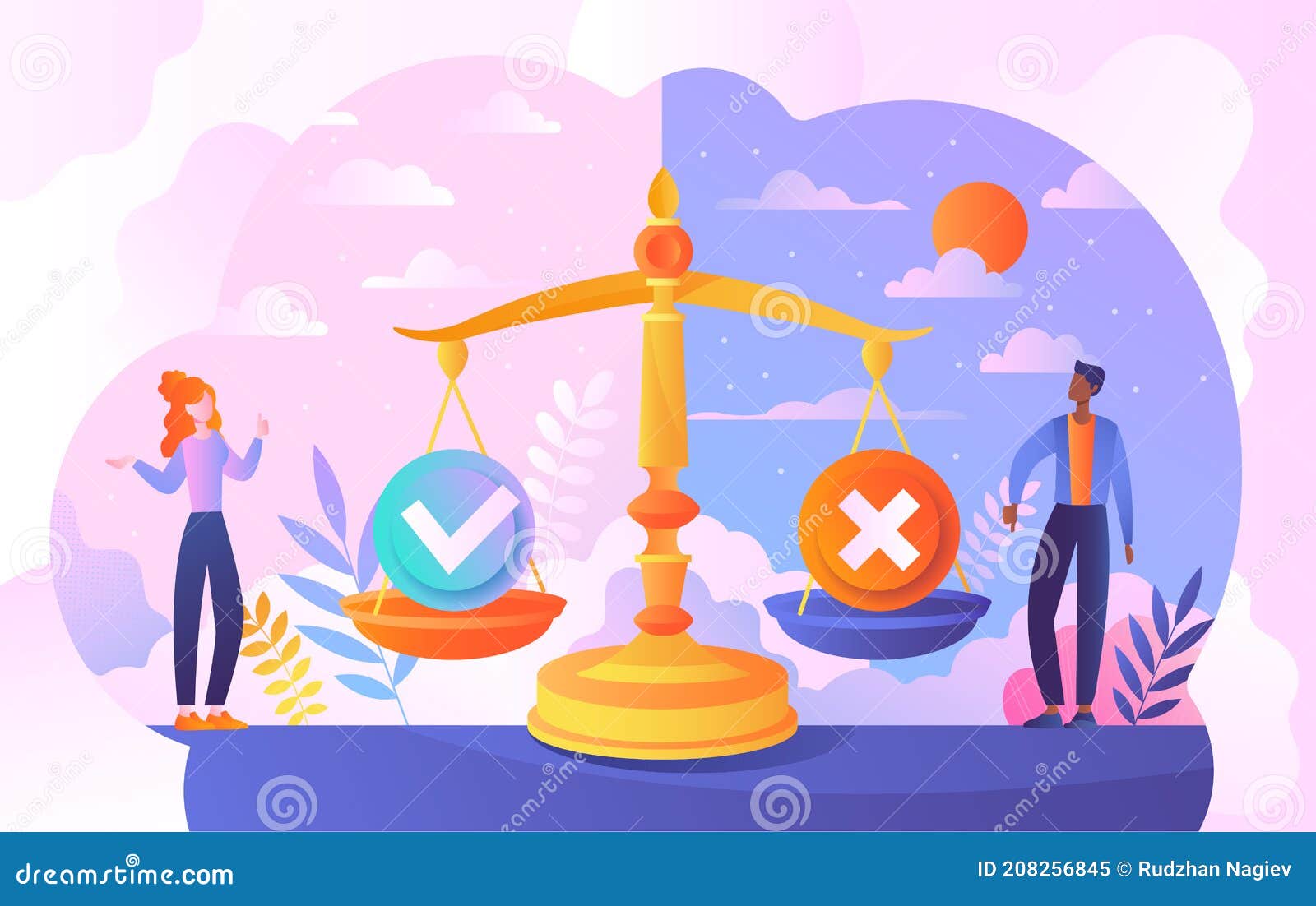 Pros and Cons Advantage Comparison Concept Stock Vector Illustration