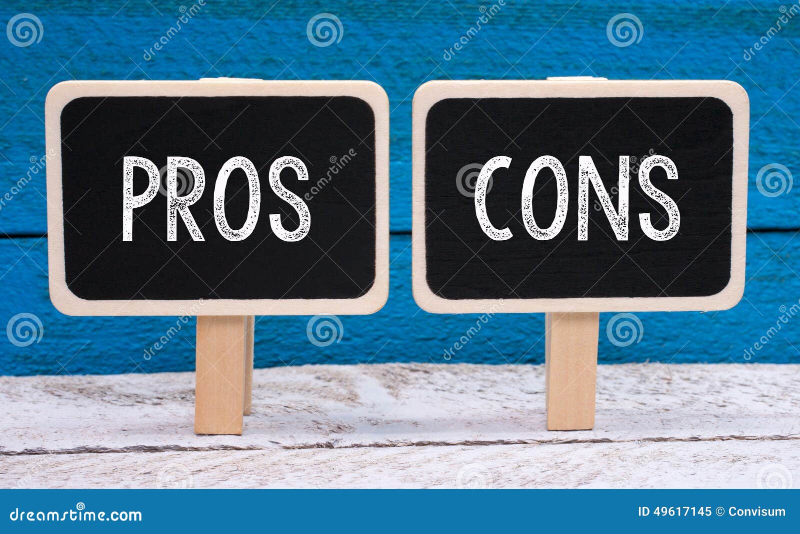 Pros And Cons Stock Image Image Of Cons Blue Boards 49617145