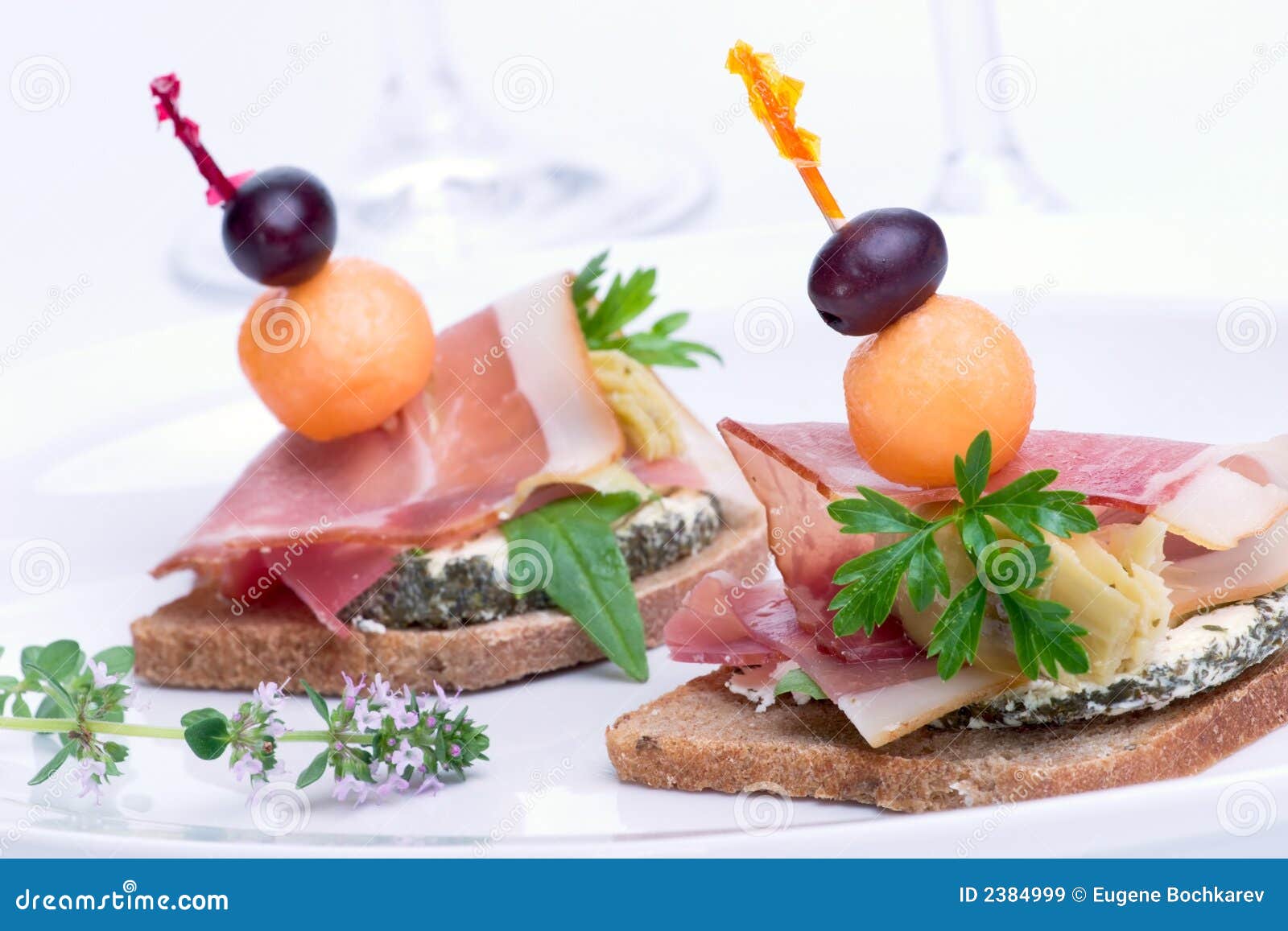 Prosciutto canapes stock image. Image of olives, restaurant 2384999