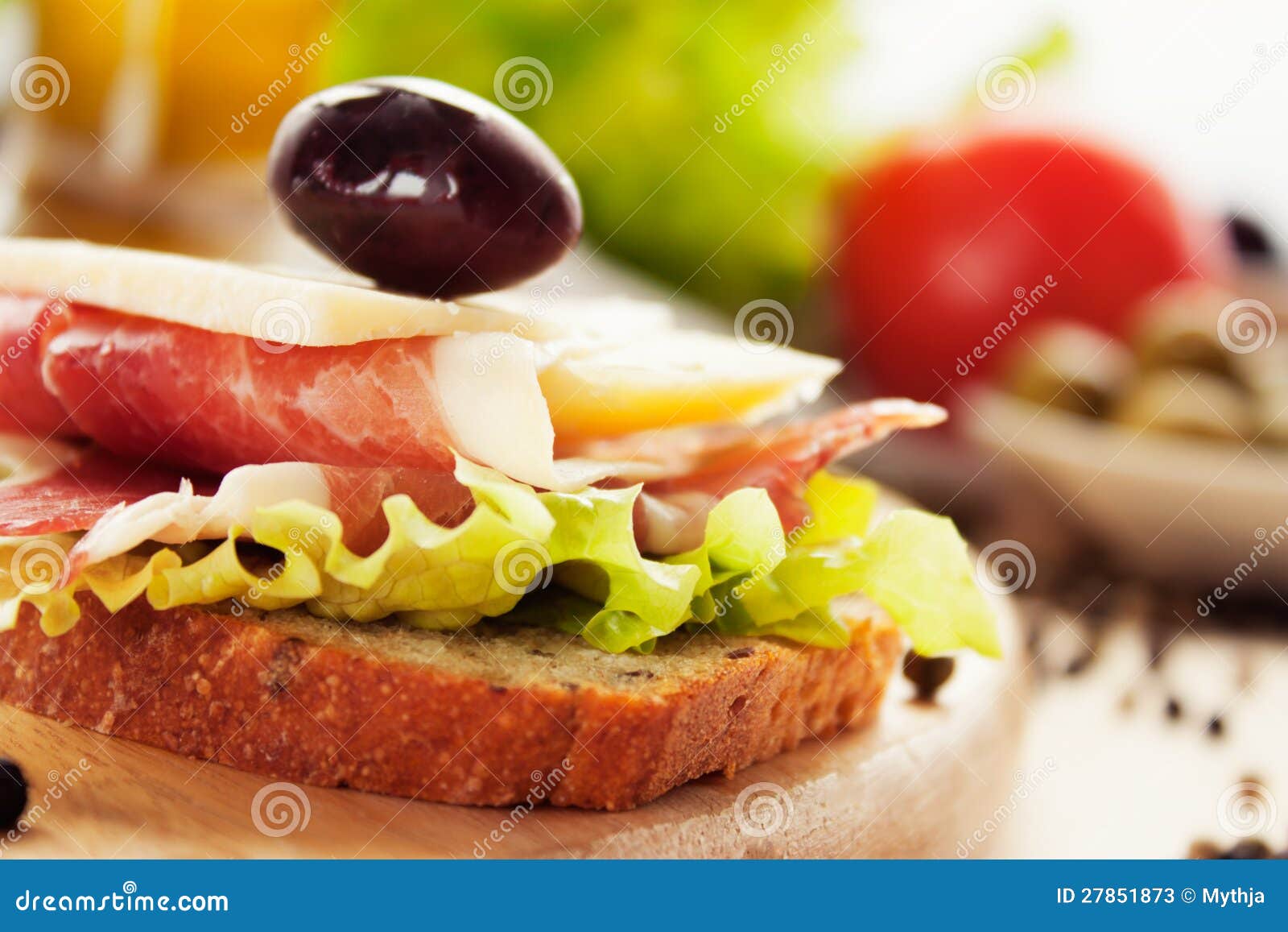 Prosciutto and Cheese Sandwich Stock Image Image of fruit, antipasto