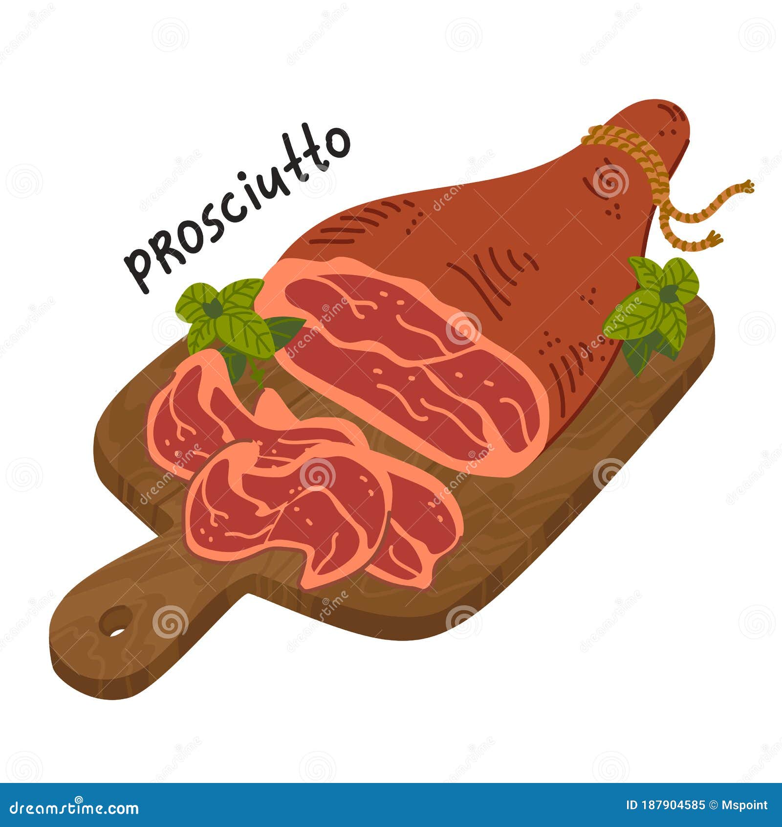 prosciutto crudo. meat delicatessen on a wooden cutting board.