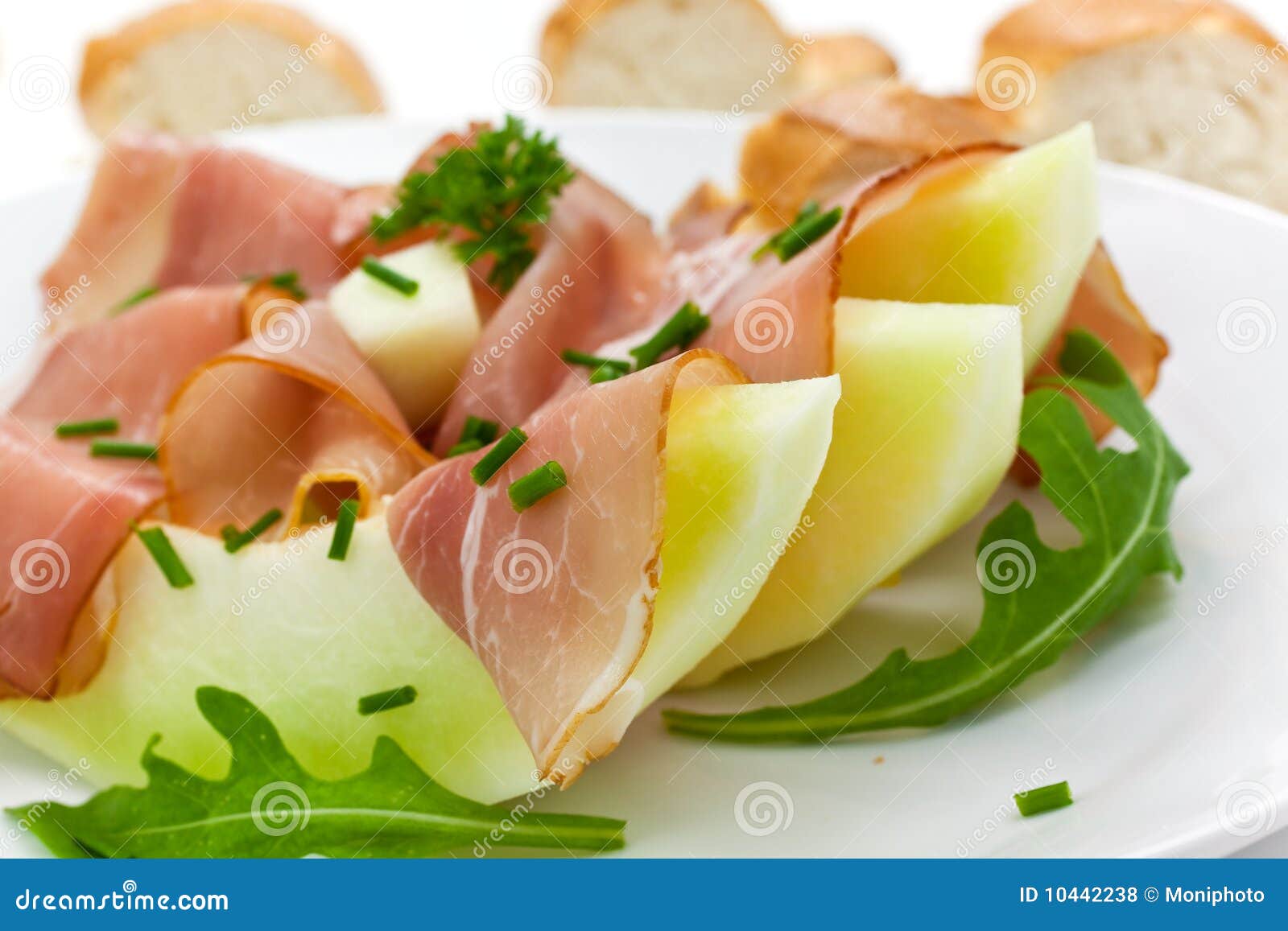 Prosciutto Di Parma Ham and Three Slice of Melon Stock Photo Image of