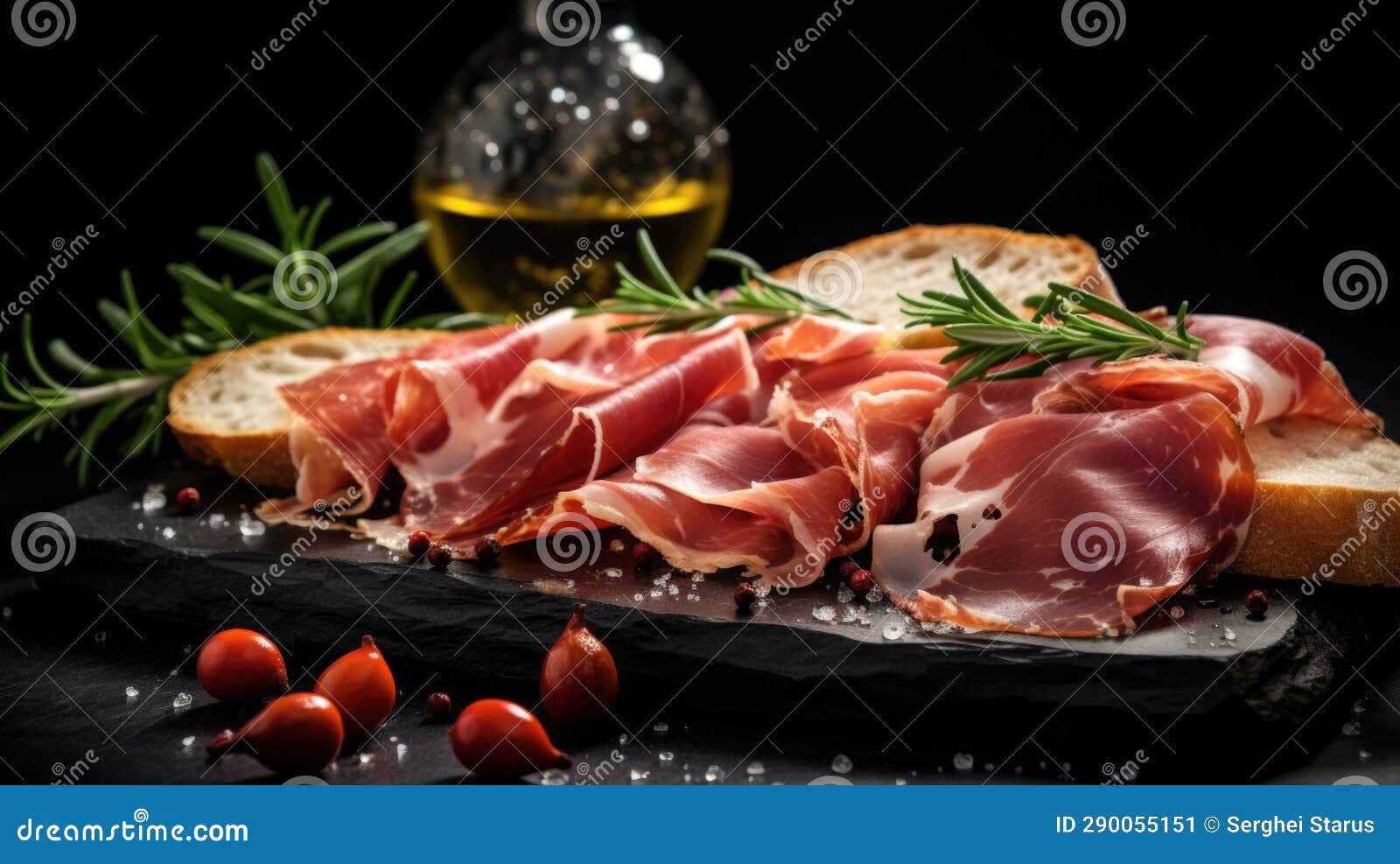 Prosciutto Ham on a Black Background, AI Stock Image Image of italian