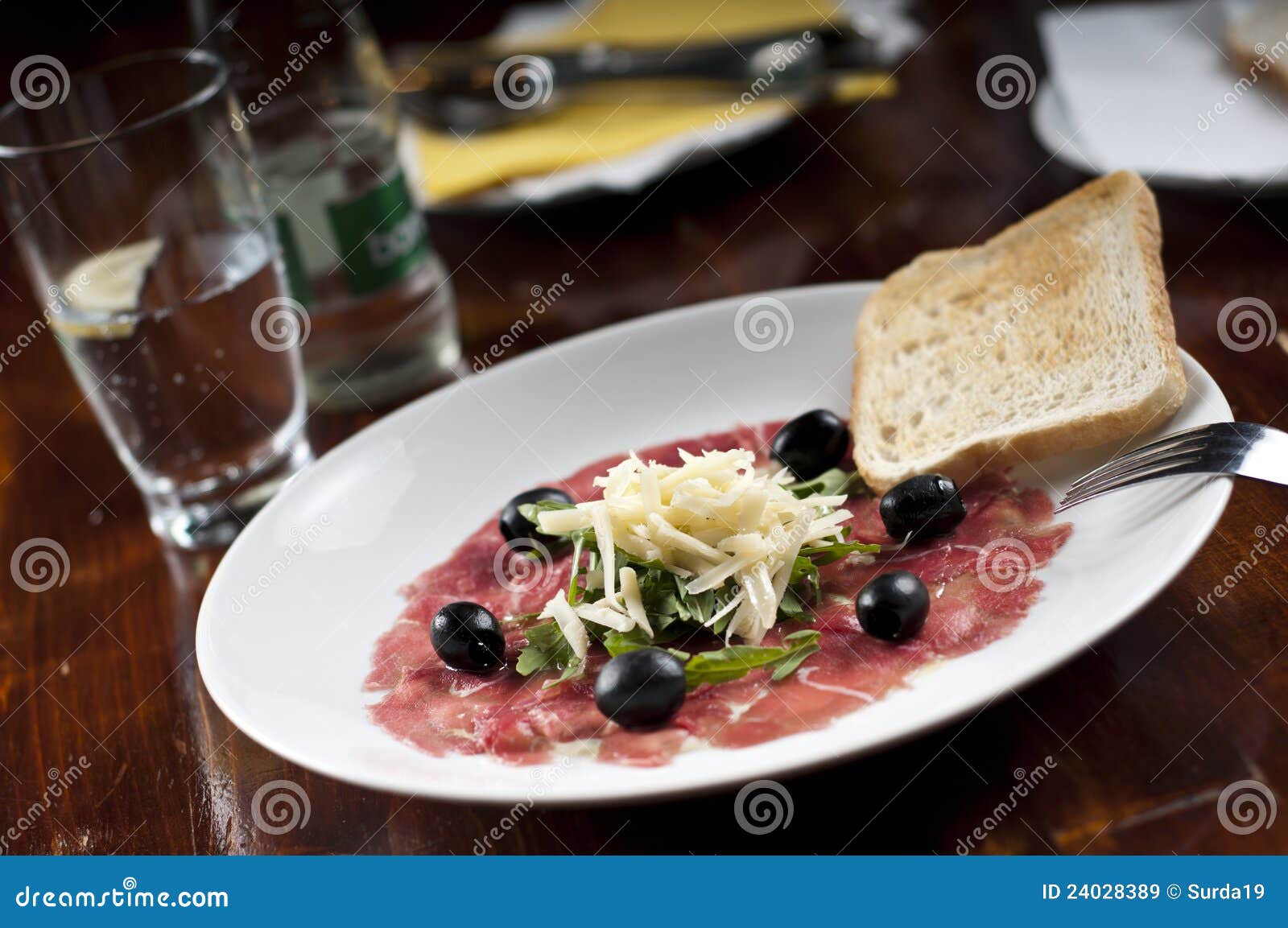 Prosciutto, olives, cheese stock image. Image of antipasto 24028389