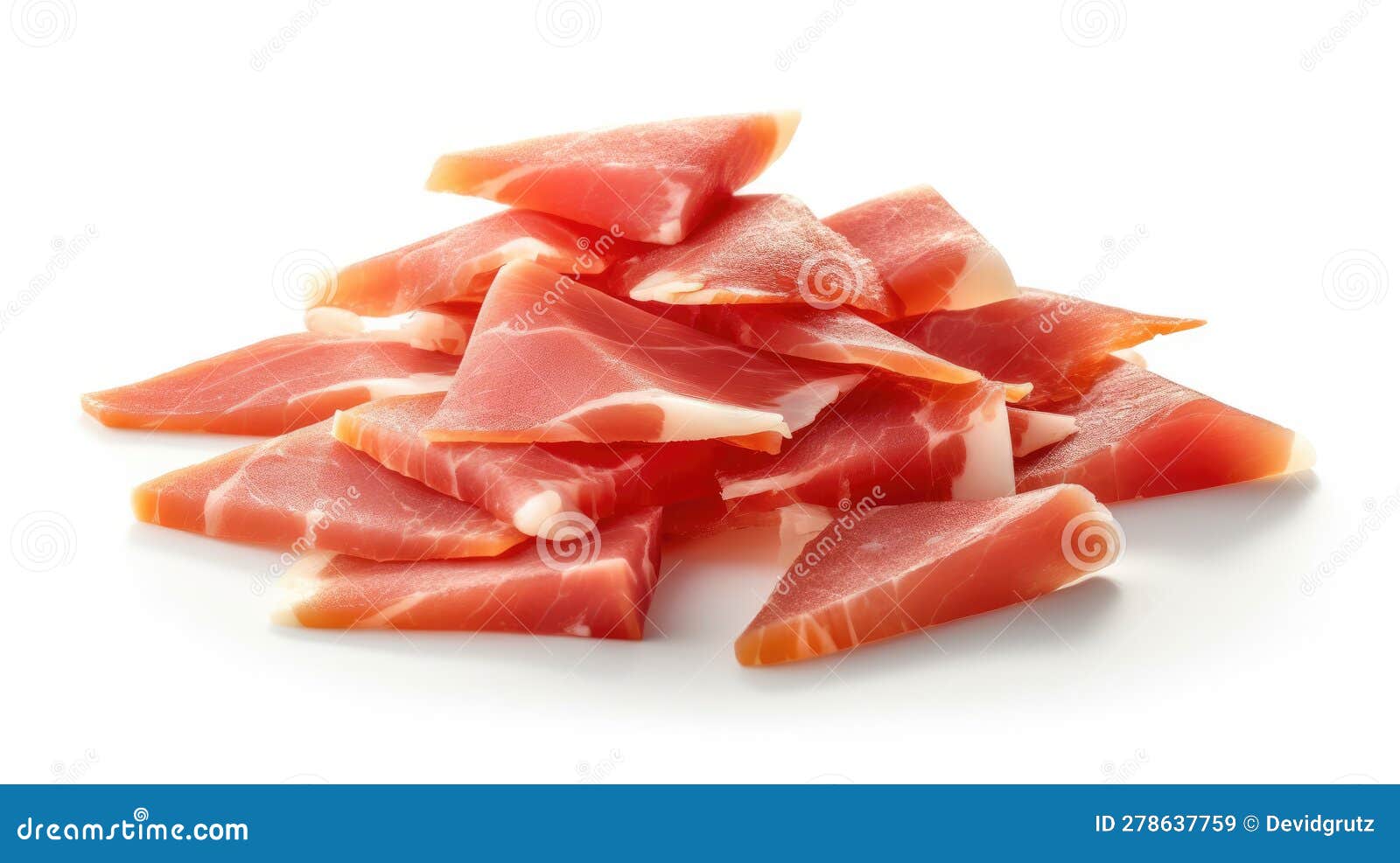 prosciutto slices  on white background. generative ai