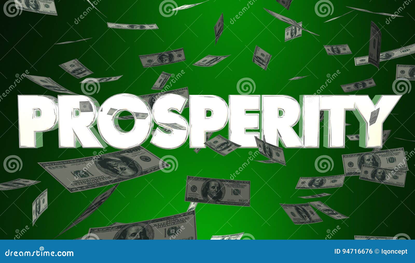 prosperity money falling earning income rich wealth 3d 