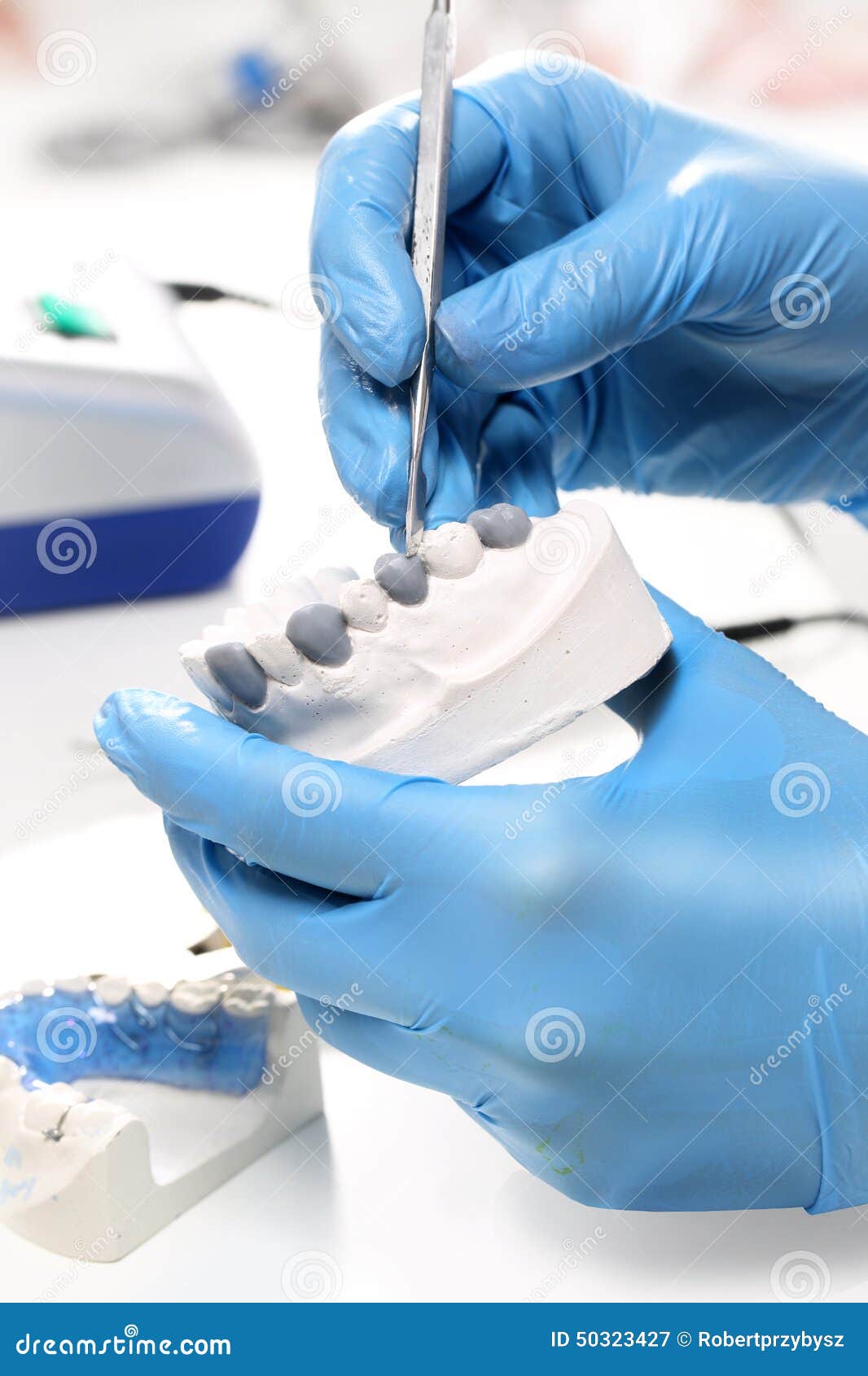 Prosthetist at the Dental Bridge Work Stock Image Image of crowns, knife 50323427